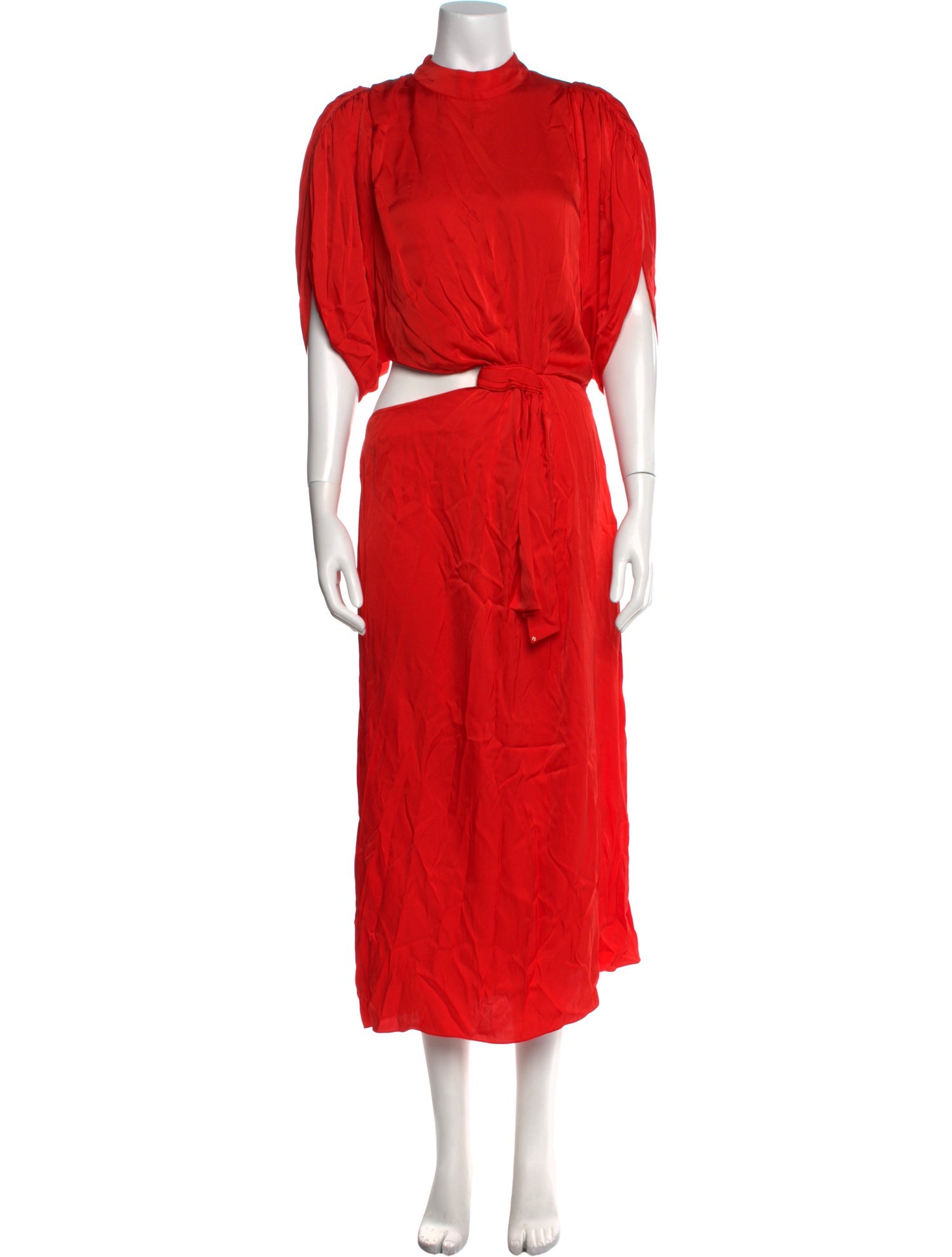 Johanna Ortiz Mock Neck Midi Length Dress