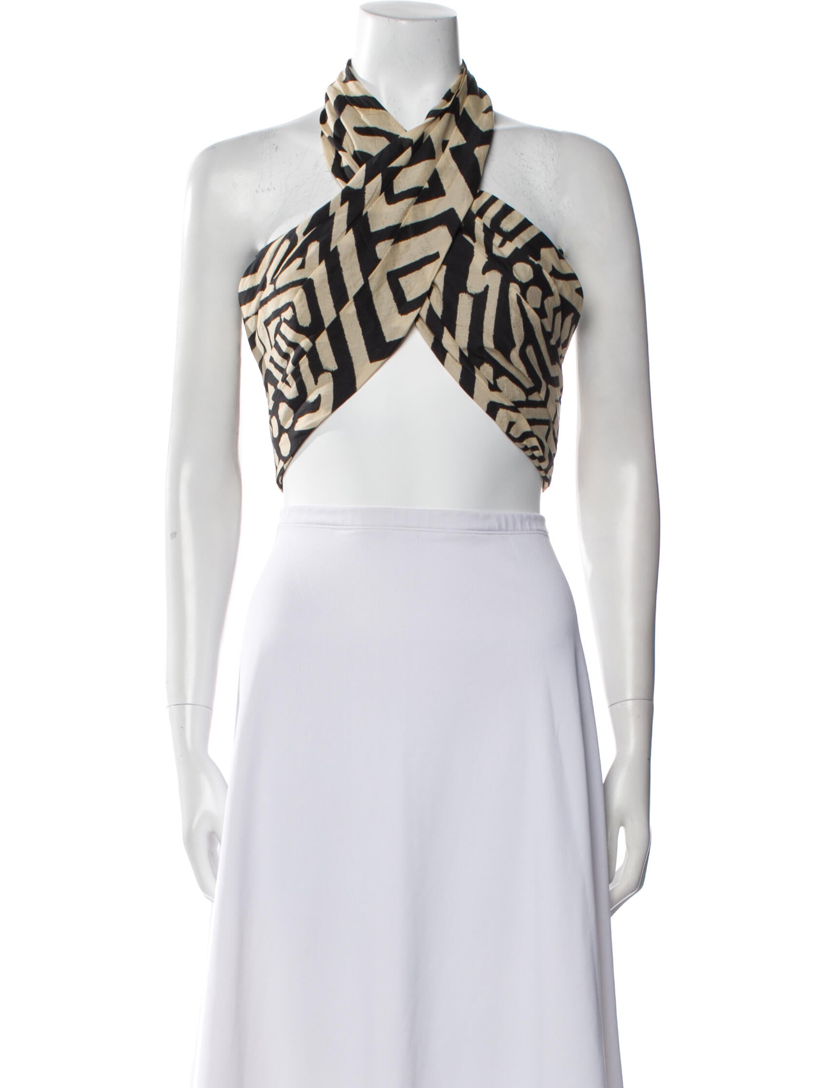 Johanna Ortiz Printed Halterneck Crop Top