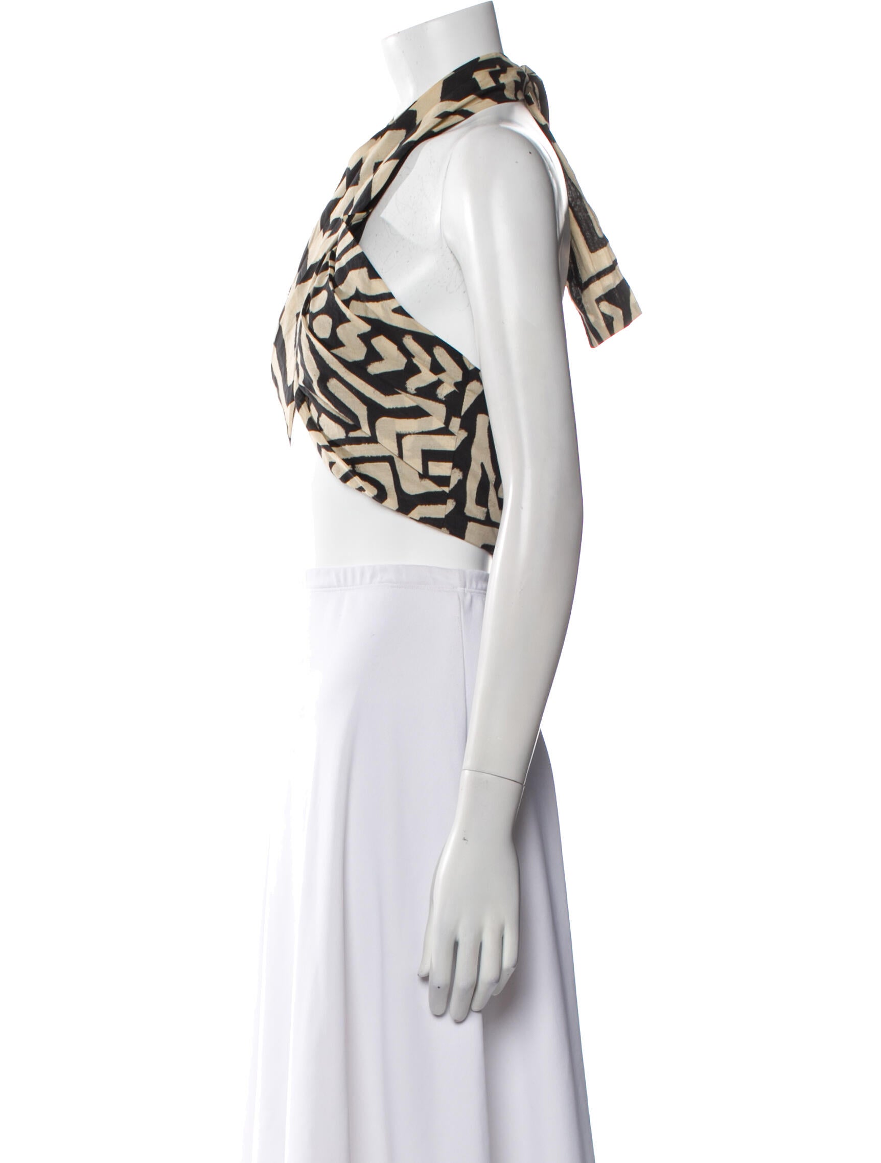 Johanna Ortiz Printed Halterneck Crop Top