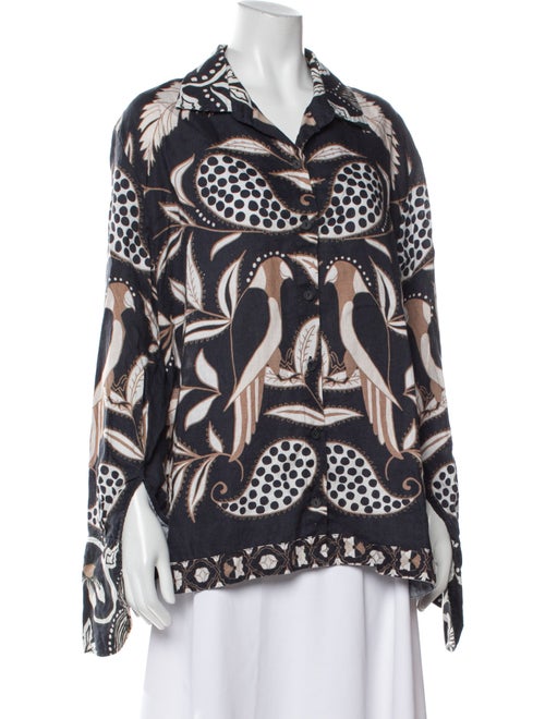Johanna Ortiz Linen Printed Button-Up Top