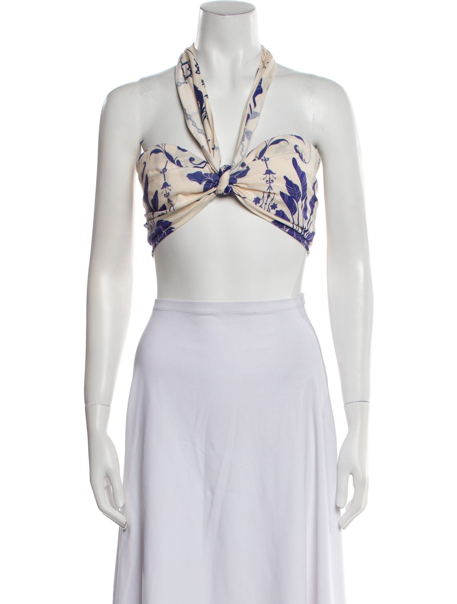 Johanna Ortiz Floral Print V-Neck Crop Top w/ Tags