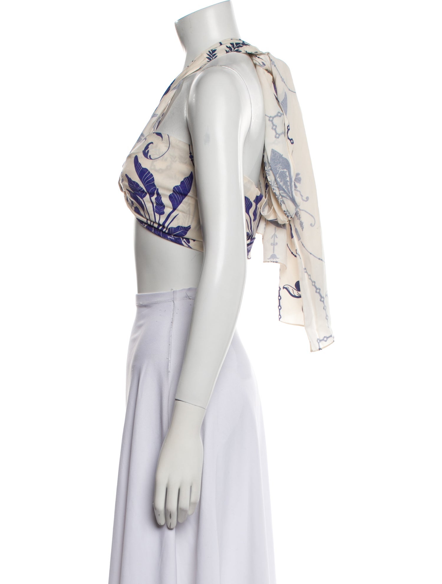 Johanna Ortiz Floral Print V-Neck Crop Top w/ Tags