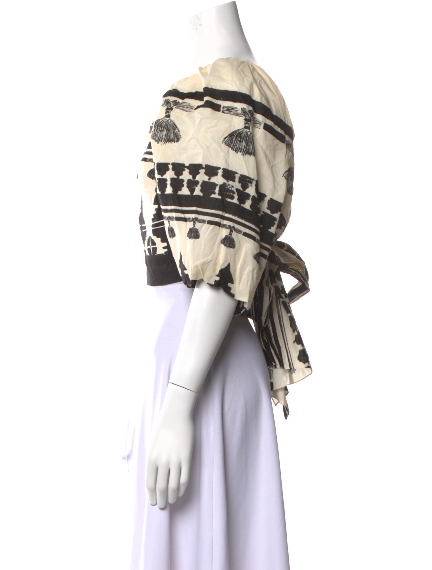 Johanna Ortiz Printed Square Neckline Crop Top