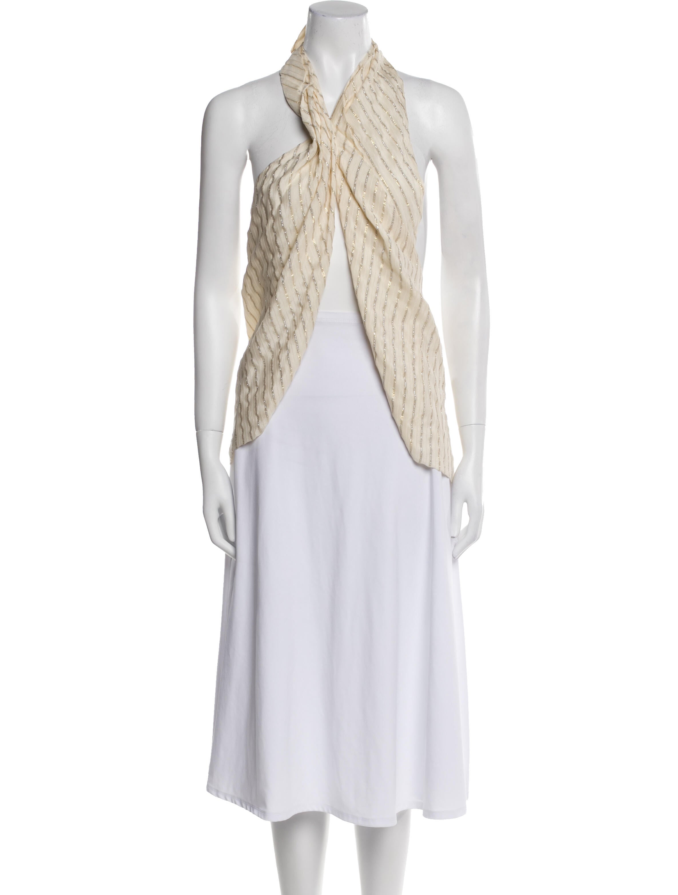 Johanna Ortiz Striped Halterneck Crop Top