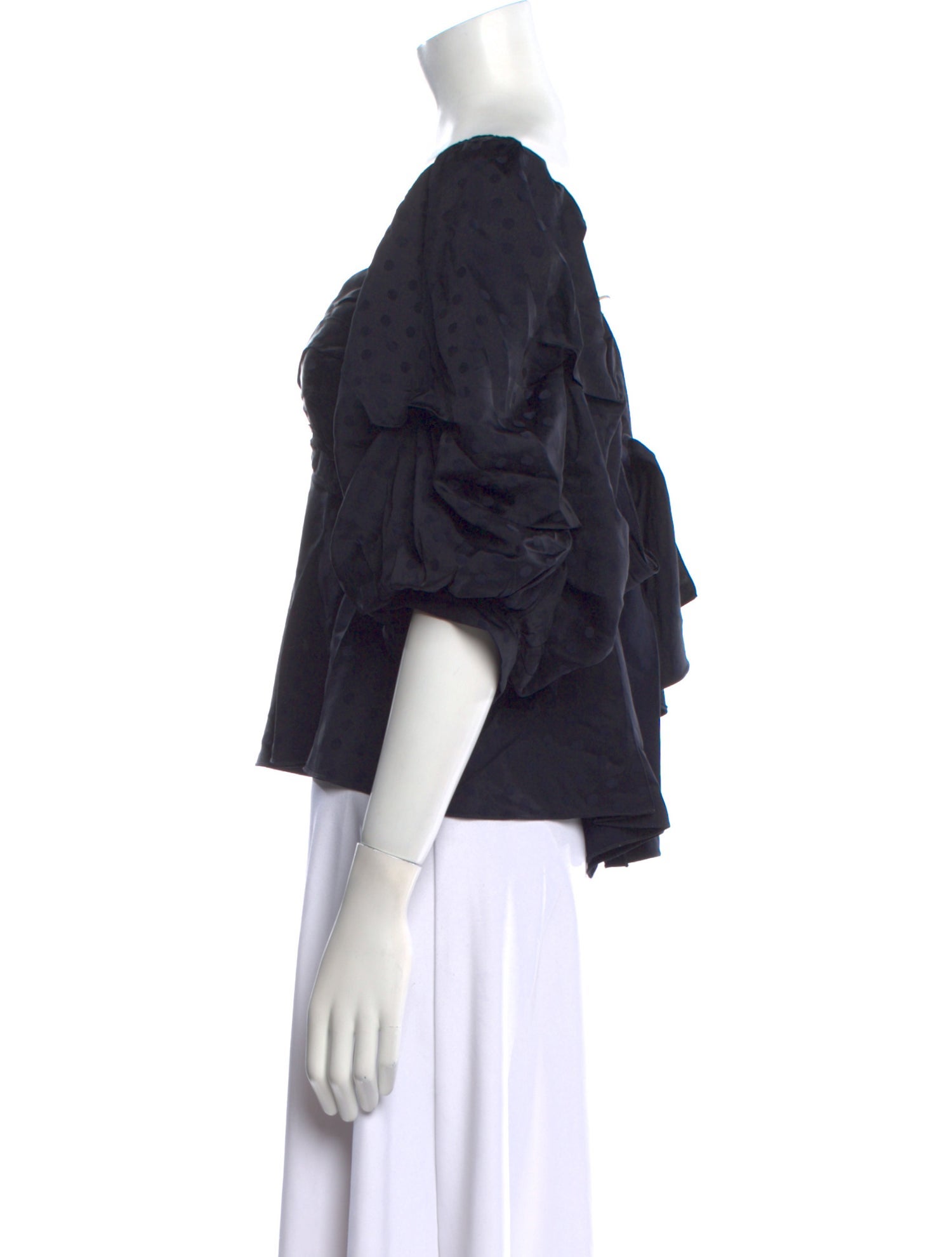 Johanna Ortiz Off-The-Shoulder Three-Quarter Sleeve Crop Top