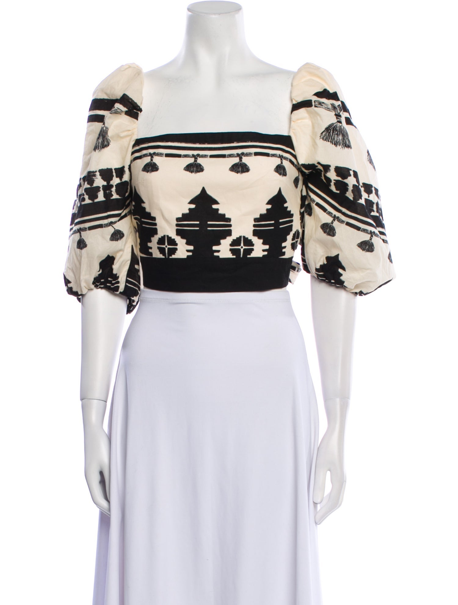 Johanna Ortiz Floral Print Square Neckline Crop Top