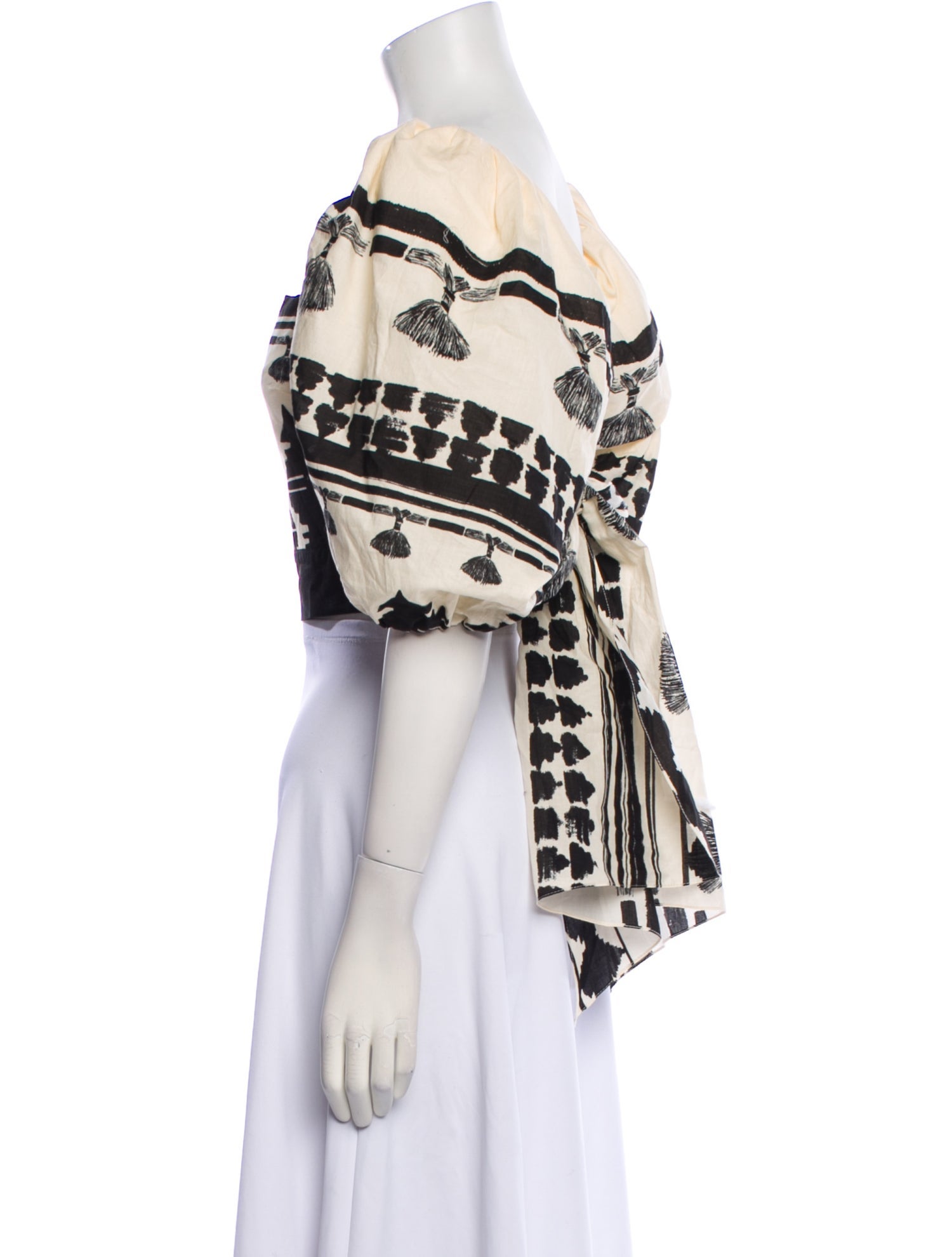 Johanna Ortiz Floral Print Square Neckline Crop Top