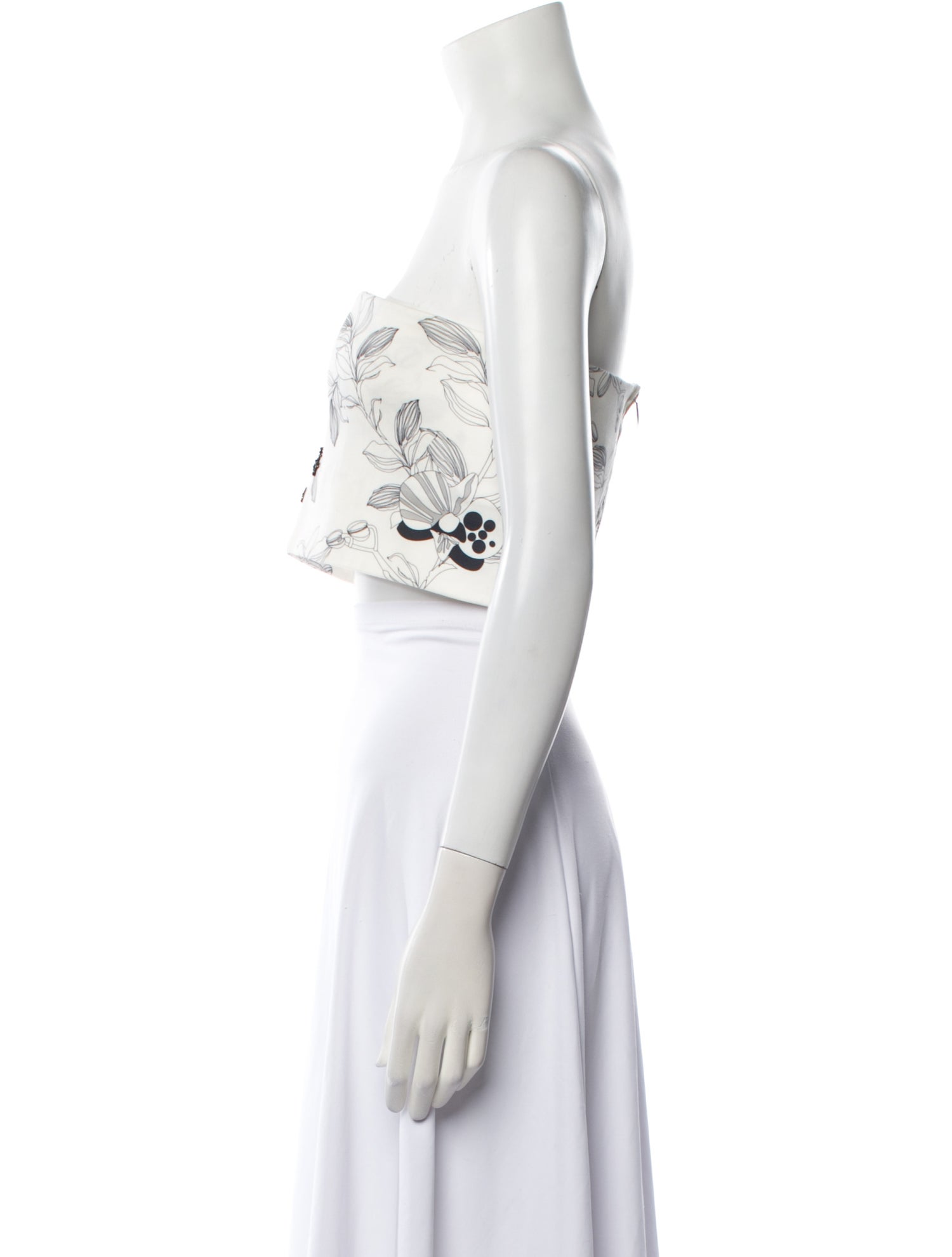 Johanna Ortiz Printed Strapless Crop Top