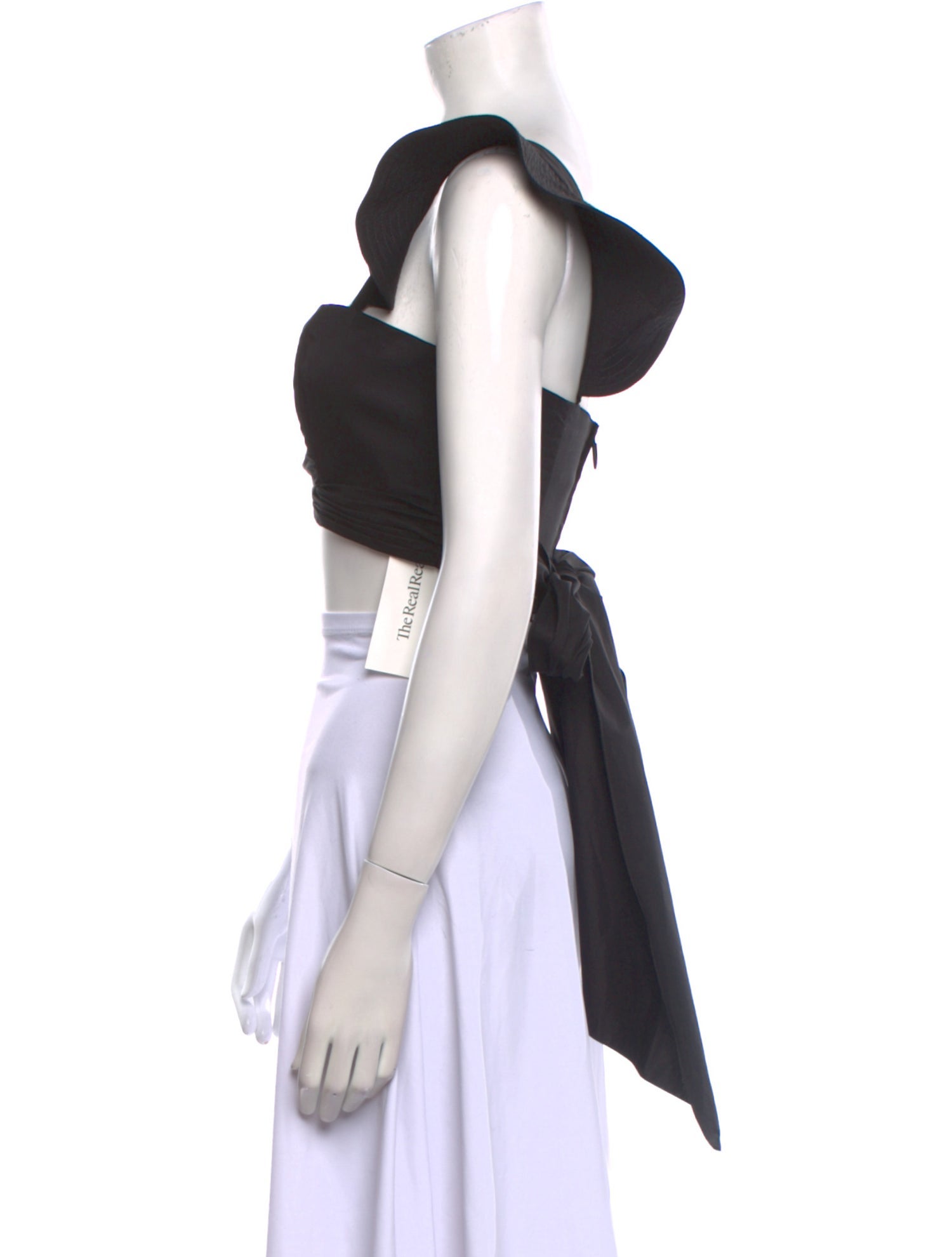 Johanna Ortiz Square Neckline Short Sleeve Crop Top