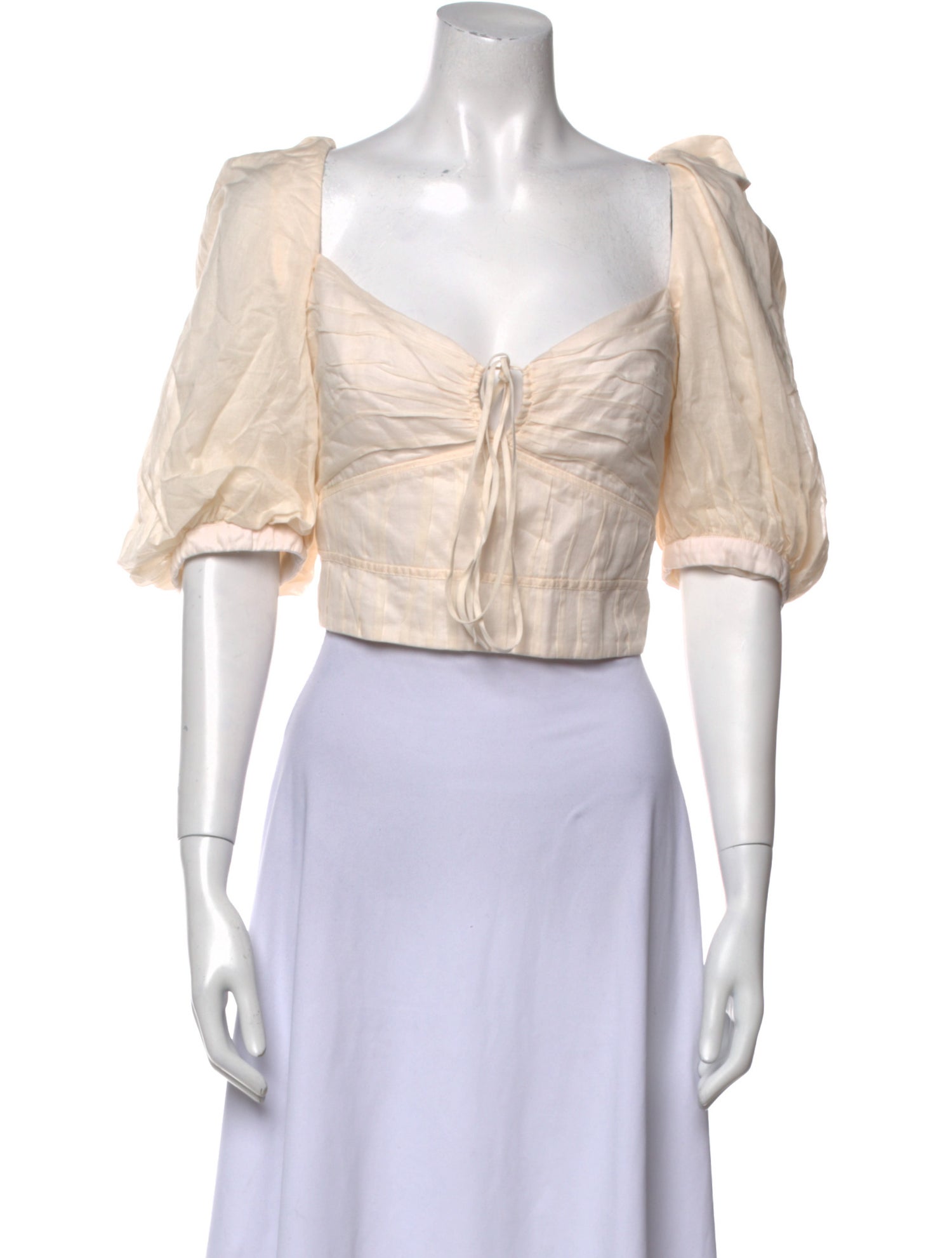 Johanna Ortiz Square Neckline Short Sleeve Crop Top