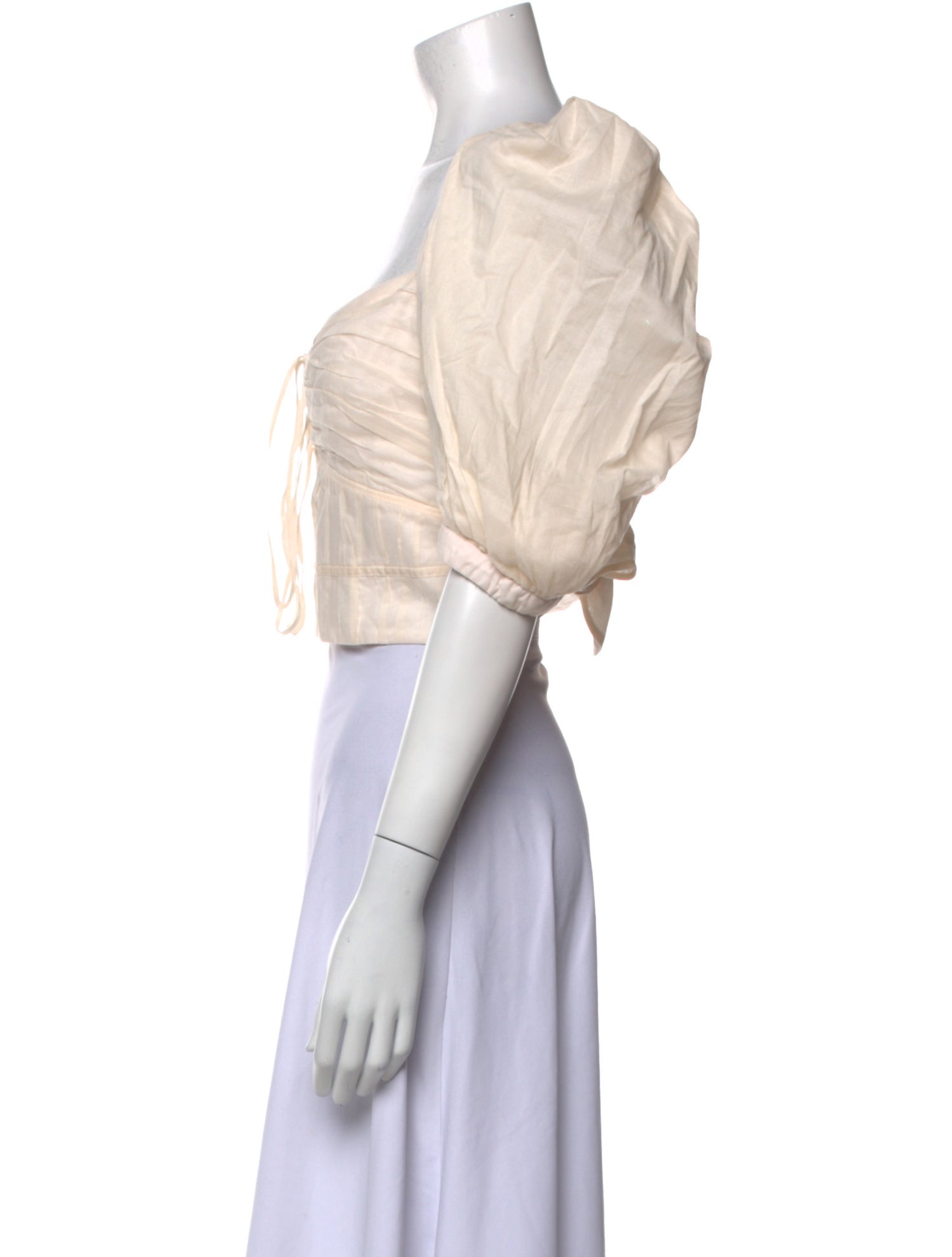 Johanna Ortiz Square Neckline Short Sleeve Crop Top