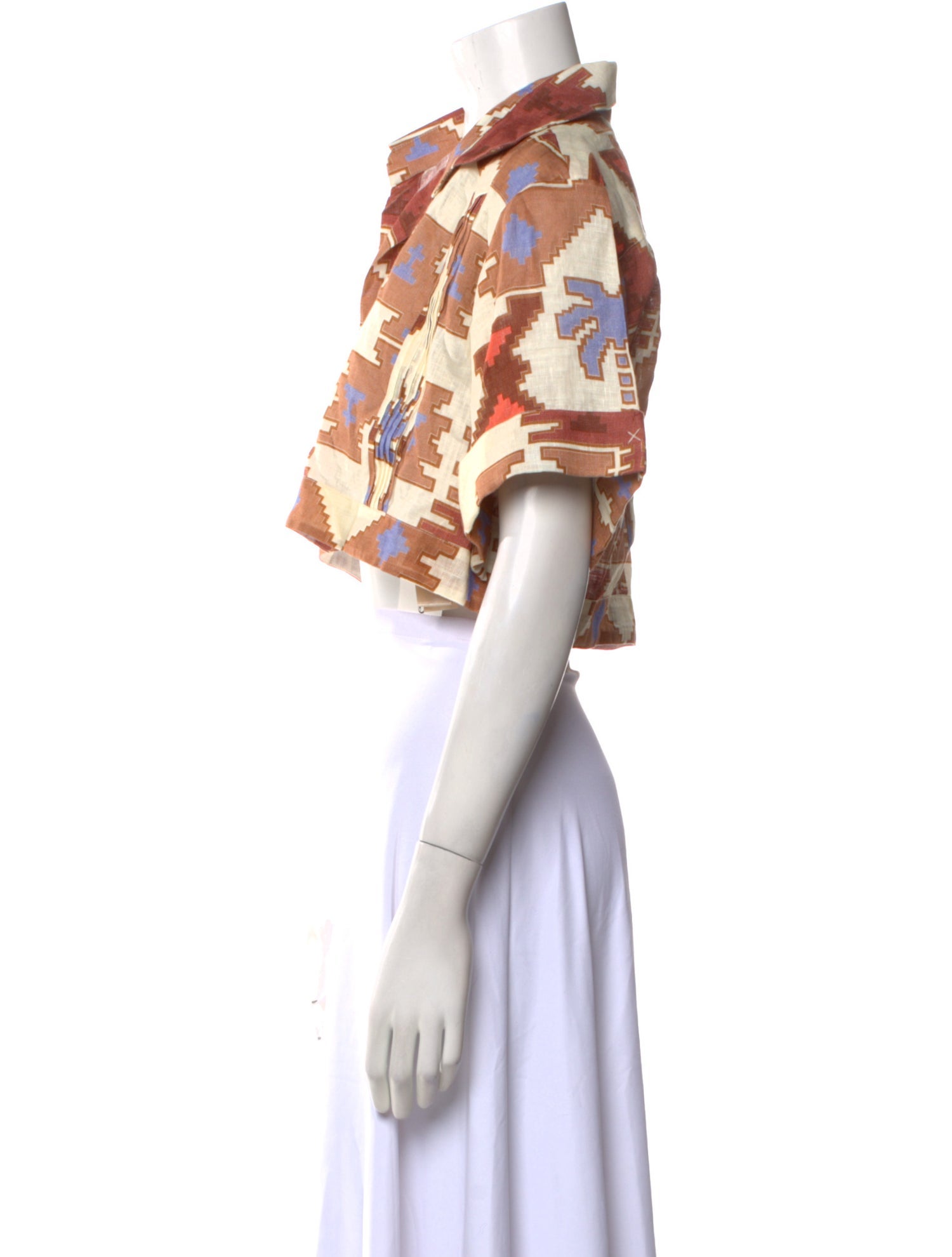 Johanna Ortiz Linen Printed Crop Top