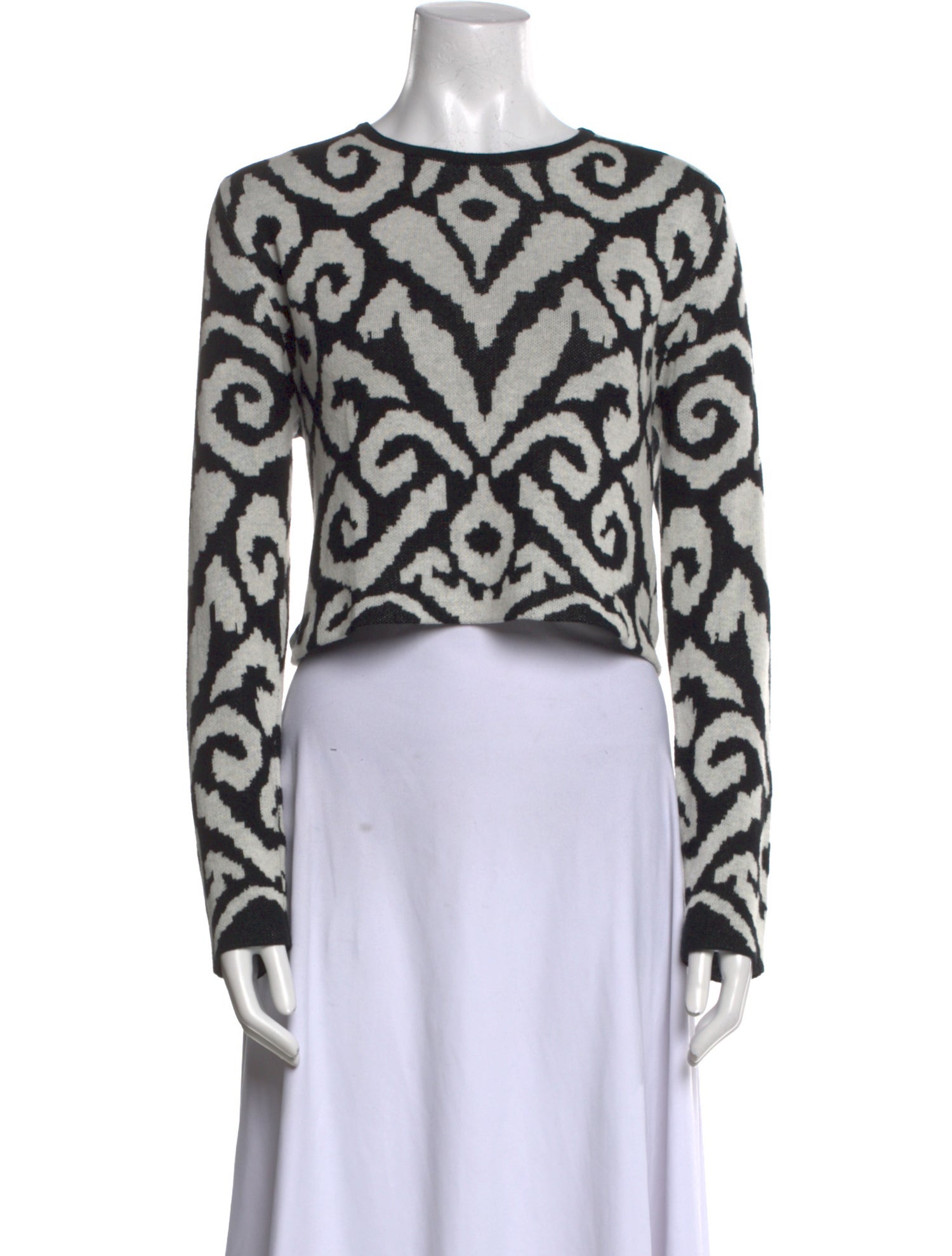 Johanna Ortiz Printed Bateau Neckline Crop Top