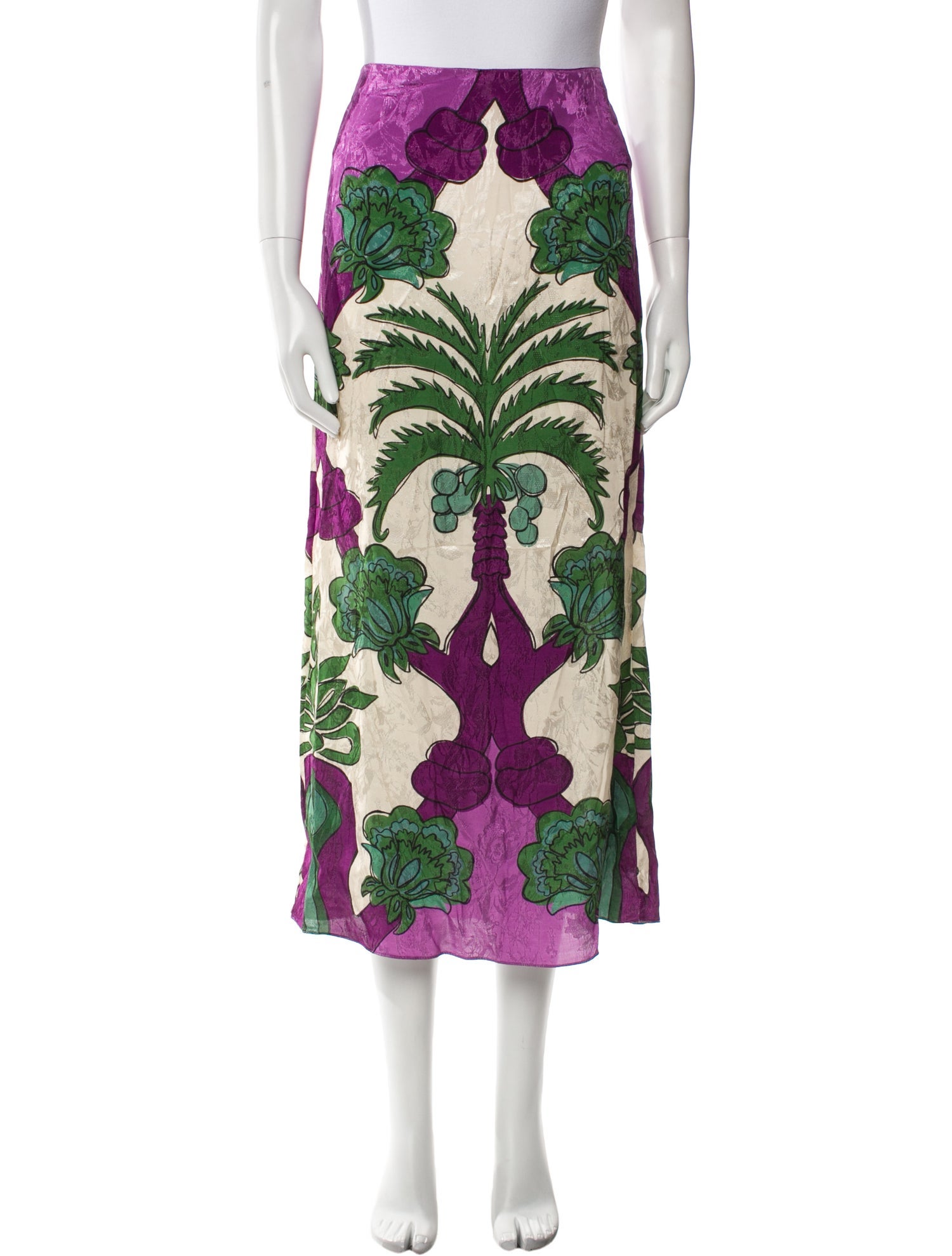 Johanna Ortiz Floral Print Midi Length Skirt