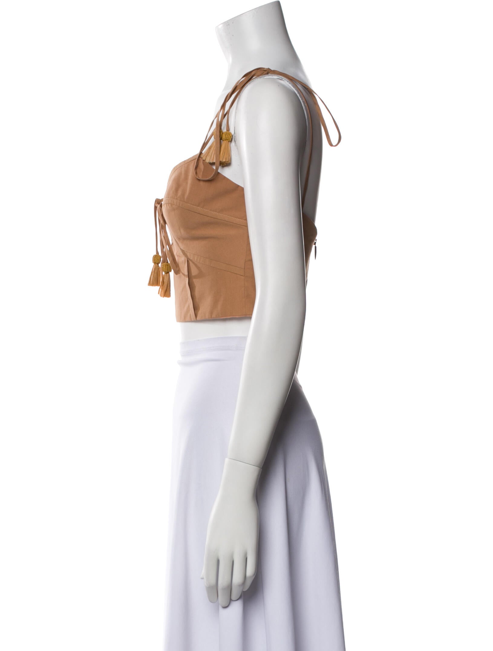 Johanna Ortiz Square Neckline Sleeveless Crop Top