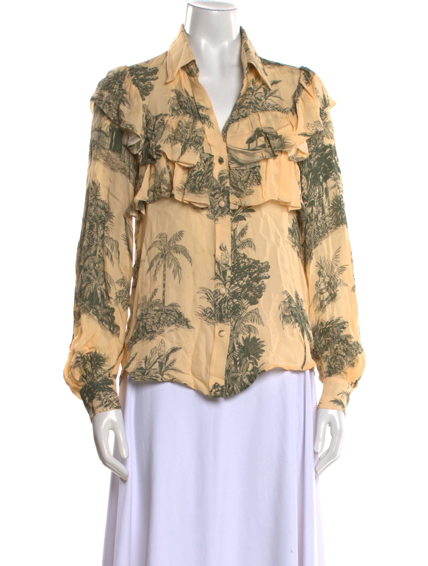 Johanna Ortiz Silk Printed Button-Up Top