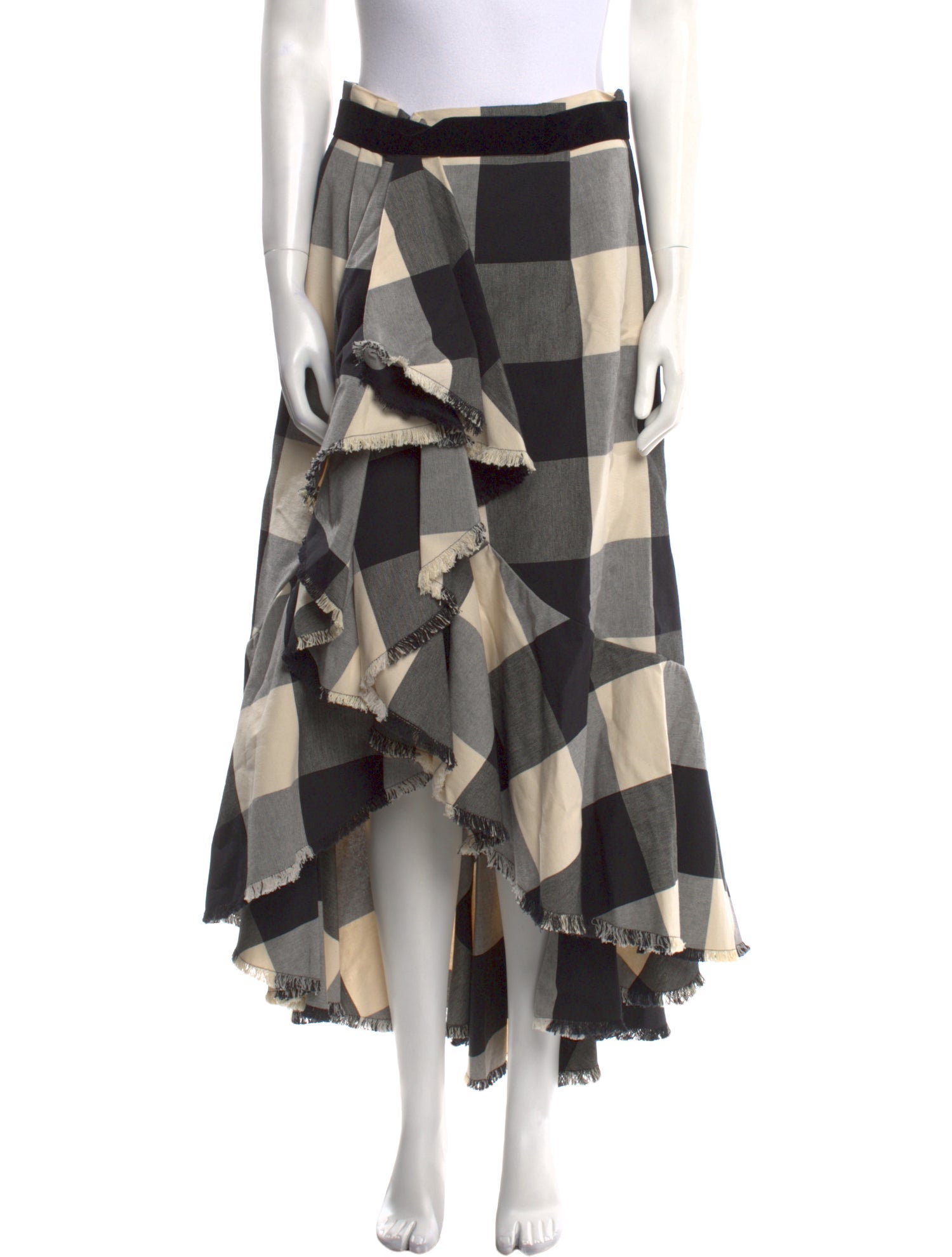 Johanna Ortiz Plaid Print Midi Length Skirt