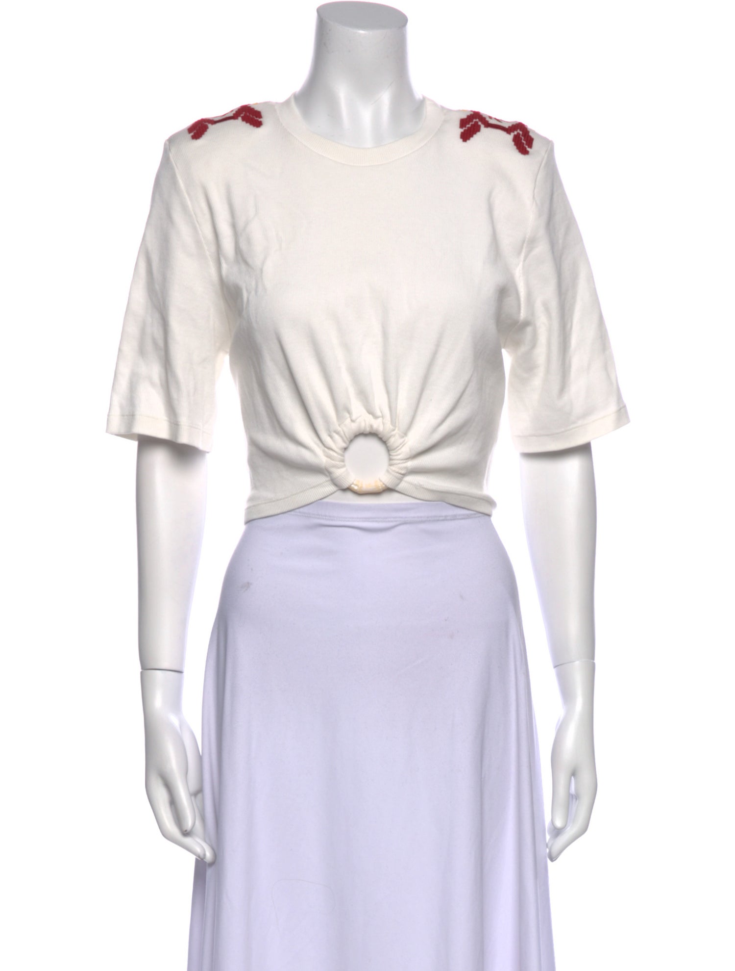 Johanna Ortiz Crew Neck Short Sleeve Crop Top