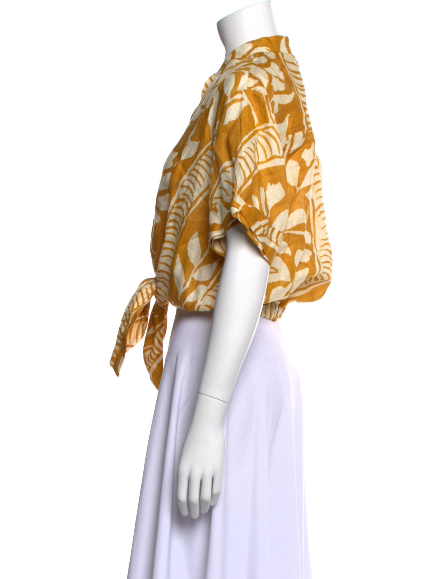 Johanna Ortiz Linen Printed Crop Top