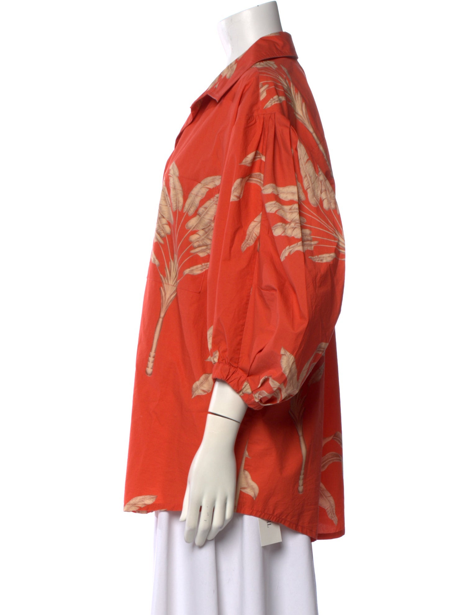 Johanna Ortiz Printed Three-Quarter Sleeve Button-Up Top