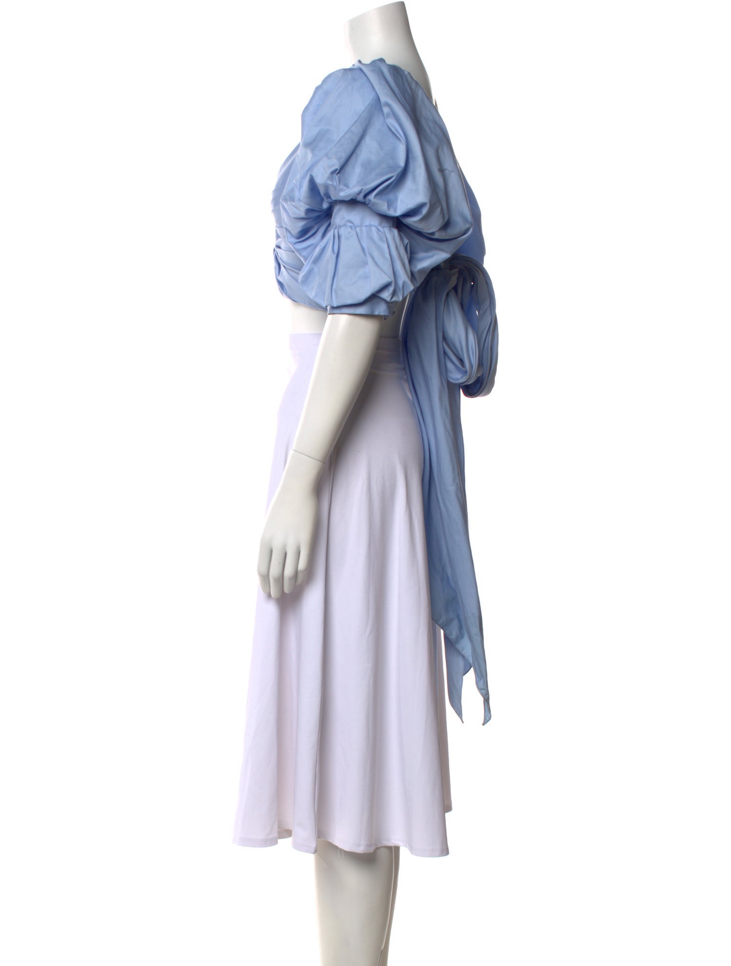 Johanna Ortiz Square Neckline Three-Quarter Sleeve Crop Top