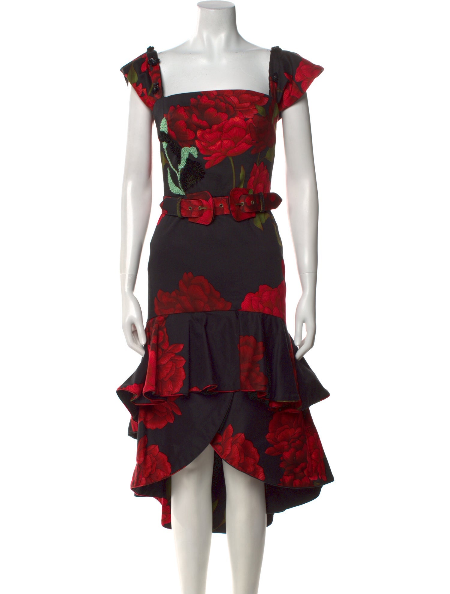 Johanna Ortiz Floral Print Midi Length Dress