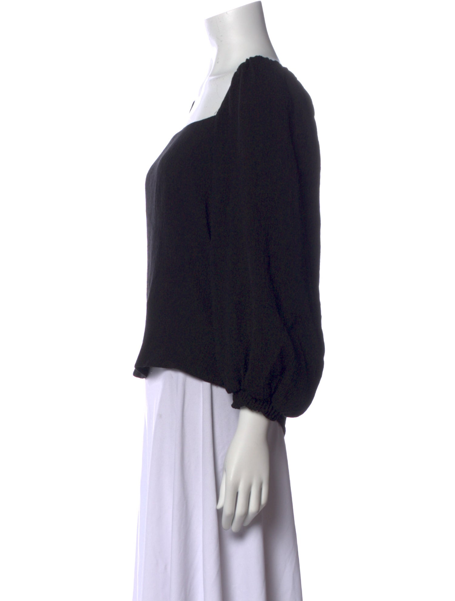 Johanna Ortiz Square Neckline Three-Quarter Sleeve Crop Top