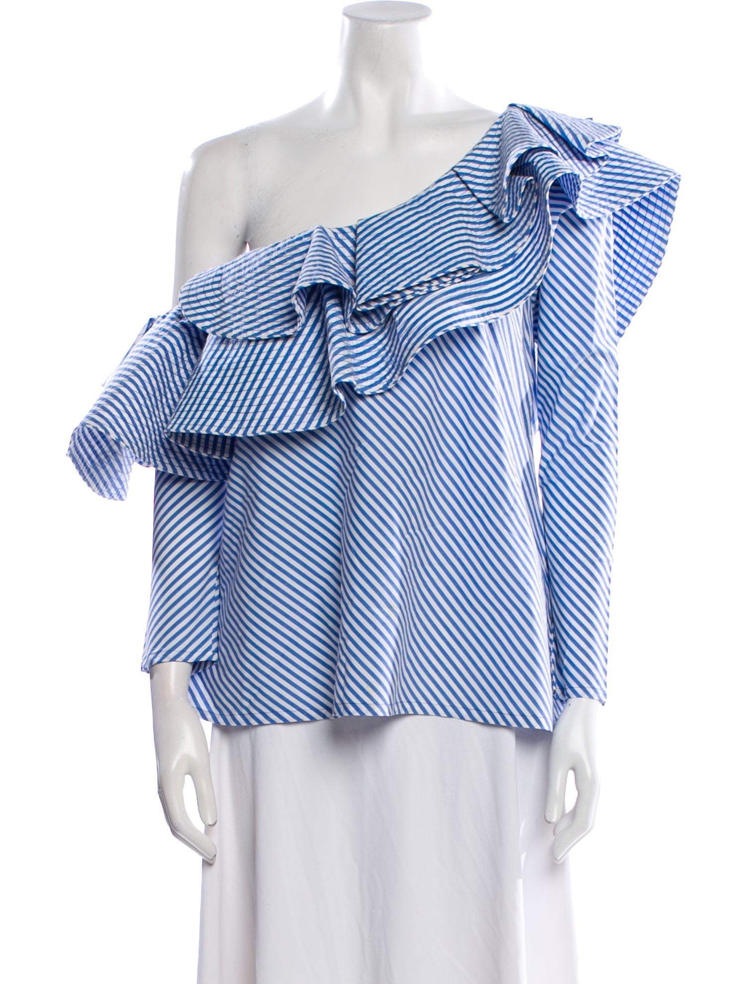 Johanna Ortiz Striped Asymmetrical Blouse