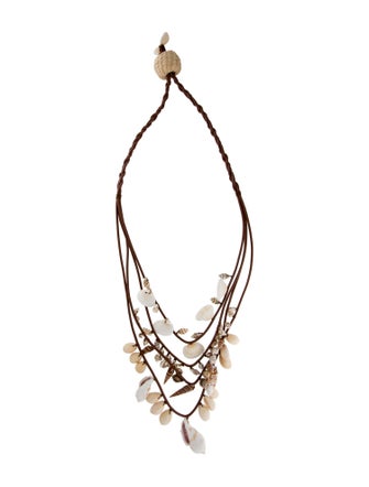Johanna Ortiz Shell & Leather Multistrand Necklace