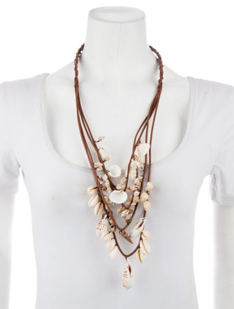 Johanna Ortiz Shell & Leather Multistrand Necklace