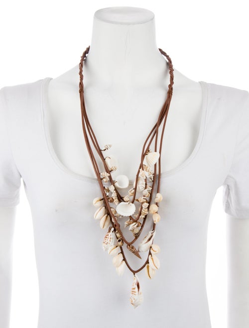 Johanna Ortiz Shell & Leather Multistrand Necklace