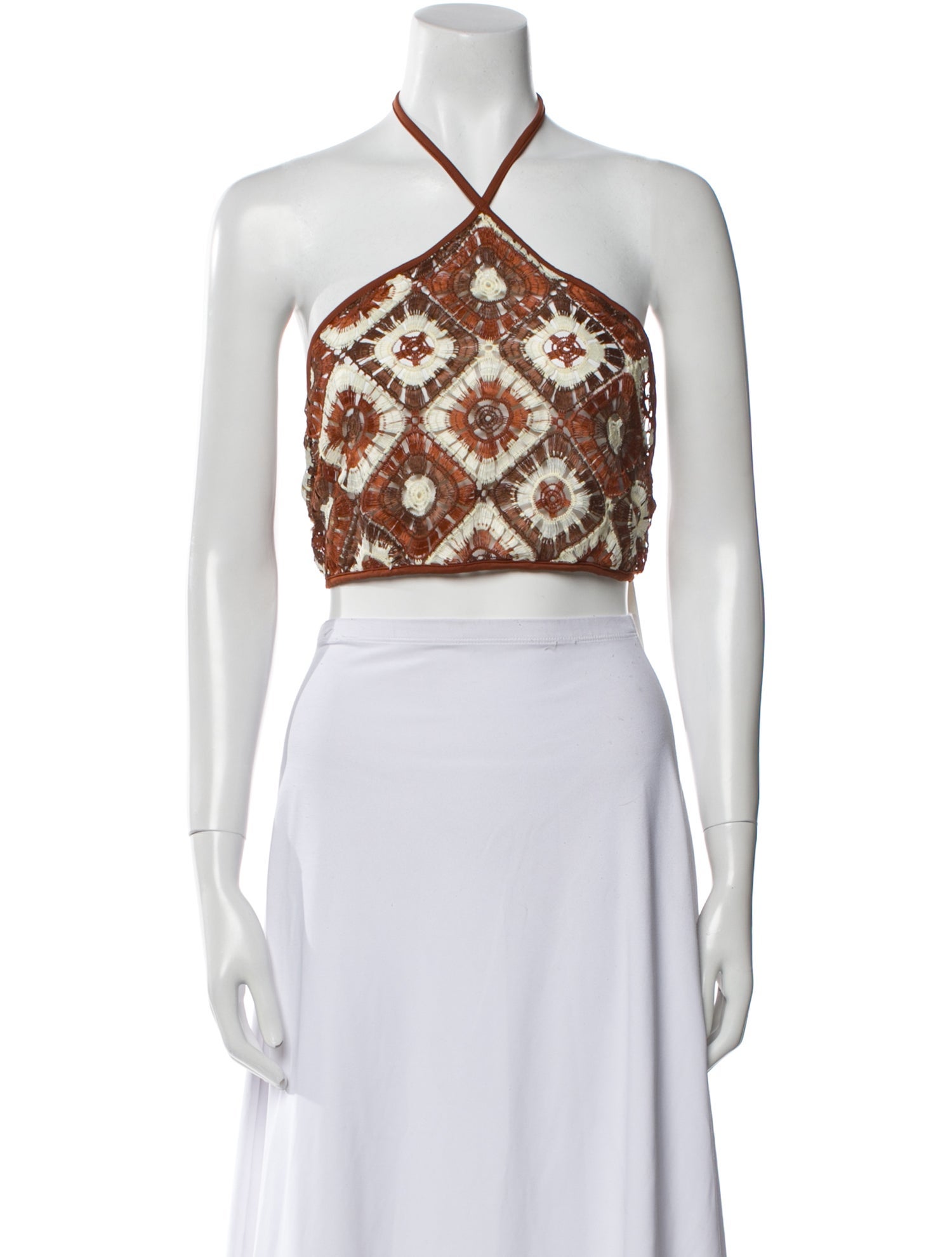 Johanna Ortiz Patterned Halterneck Crop Top