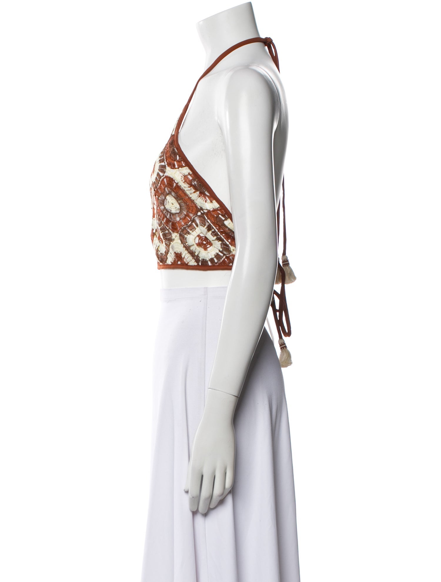 Johanna Ortiz Patterned Halterneck Crop Top