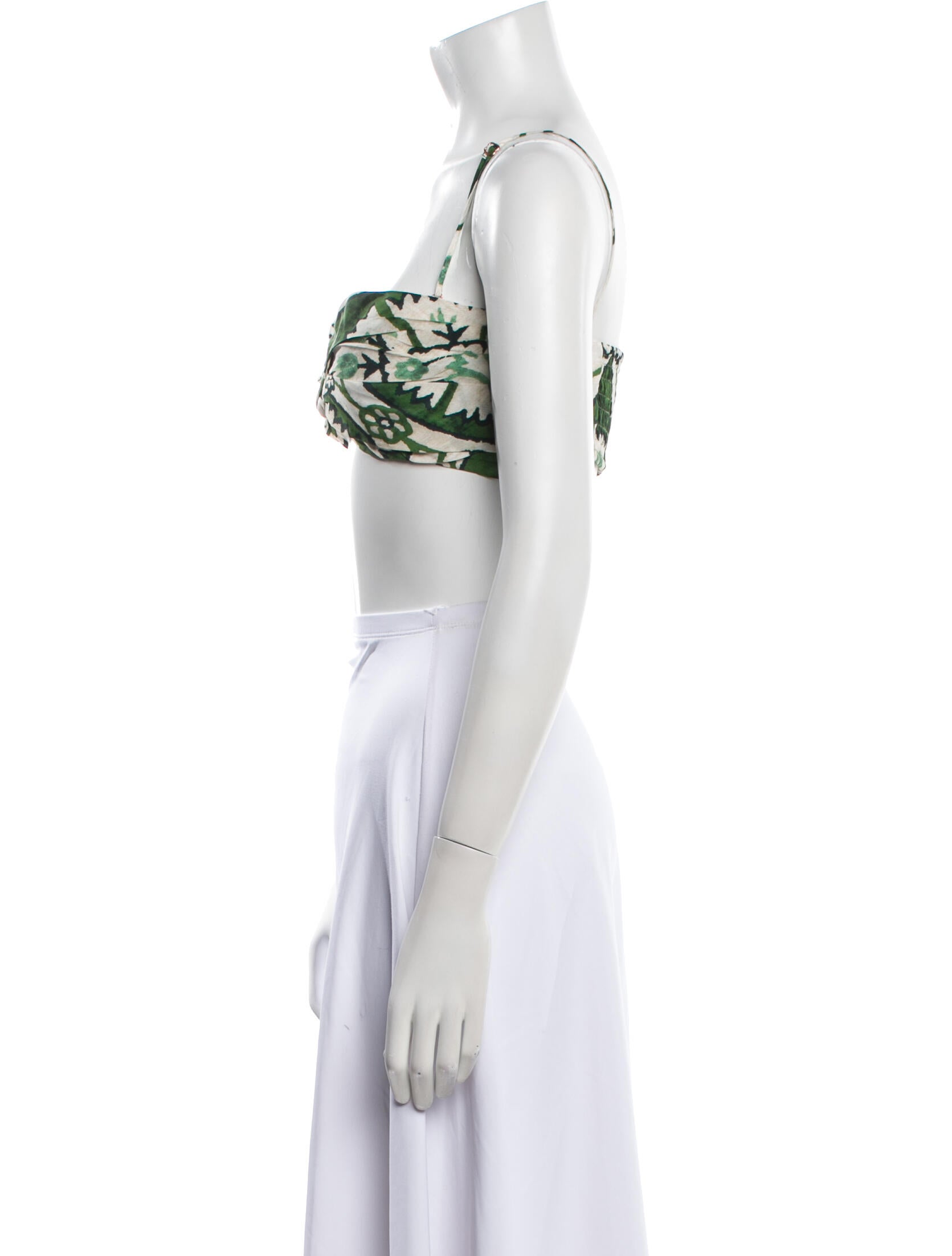 Johanna Ortiz Printed Square Neckline Crop Top