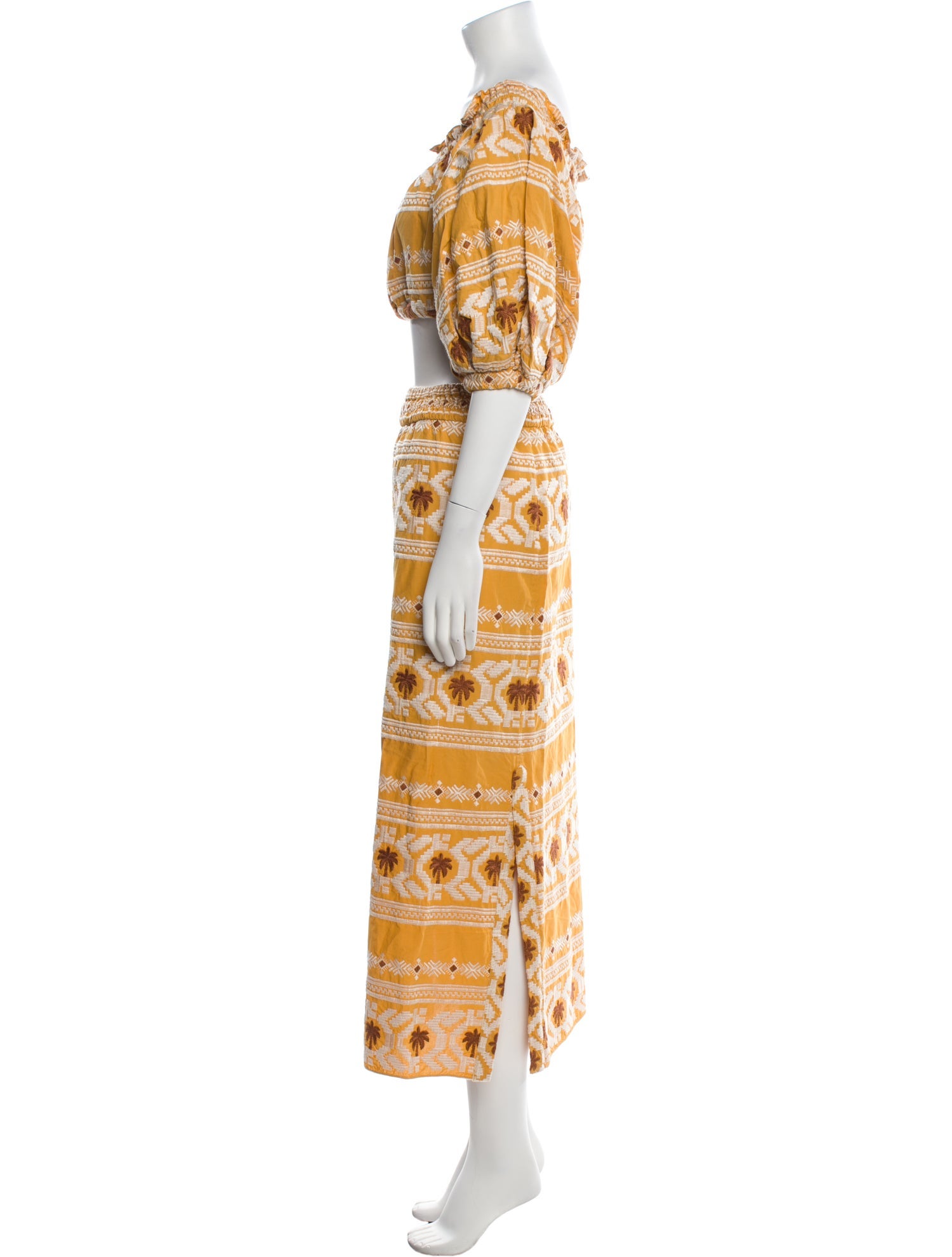 Johanna Ortiz Printed Embroidered Accent Skirt Set