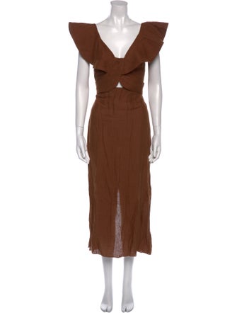 Johanna Ortiz Linen Midi Length Dress