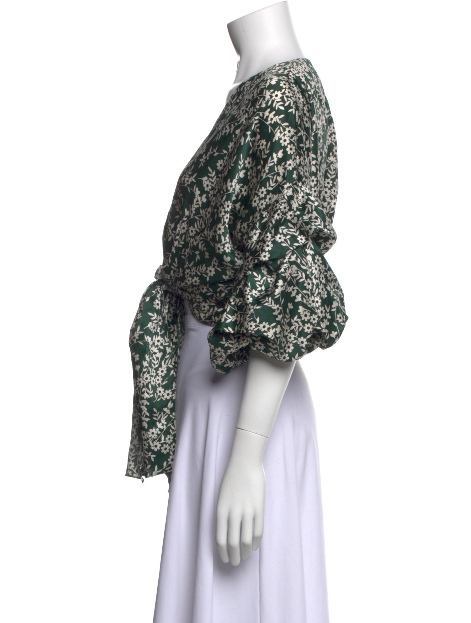 Johanna Ortiz Floral Print V-Neck Crop Top