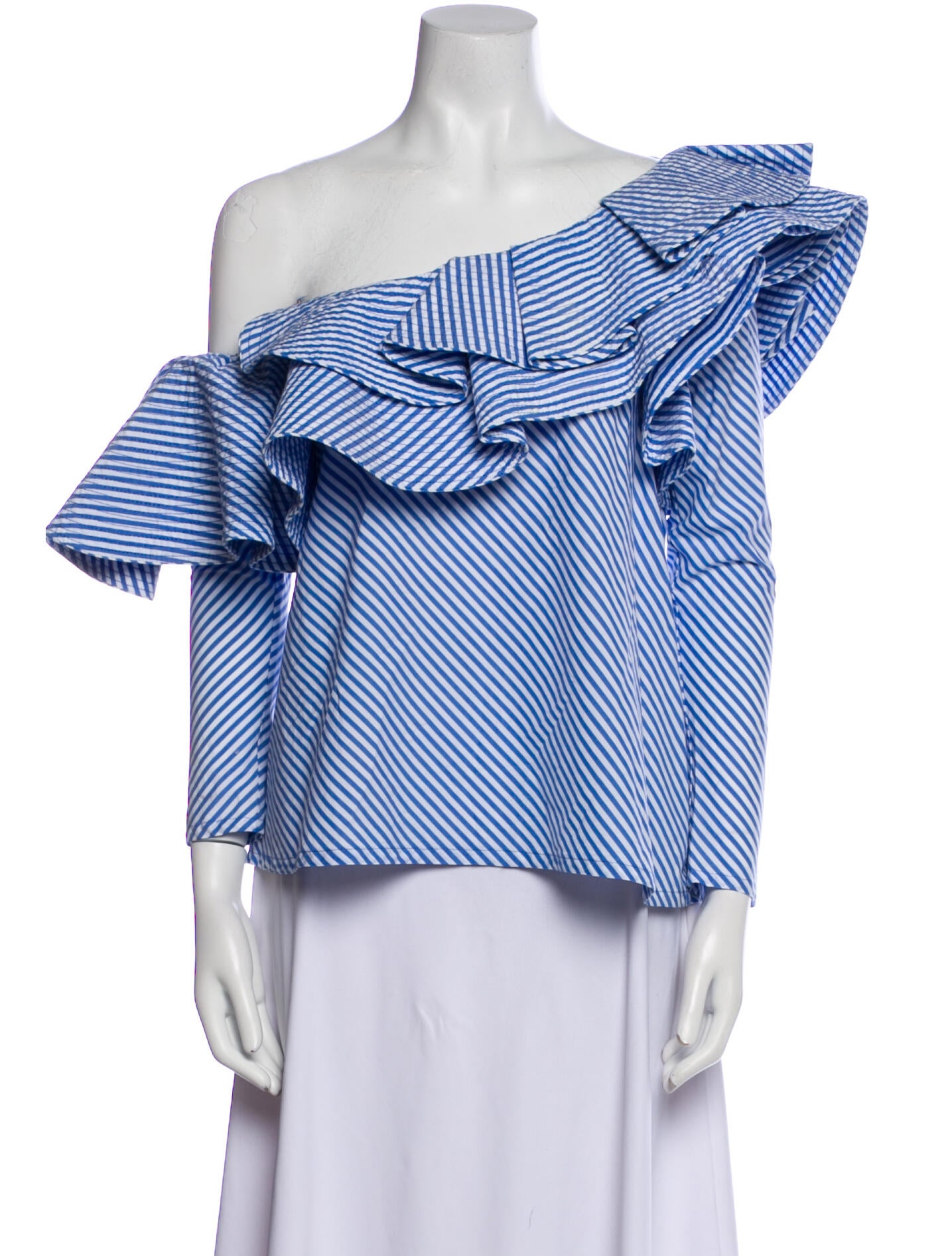Johanna Ortiz Striped Asymmetrical Blouse