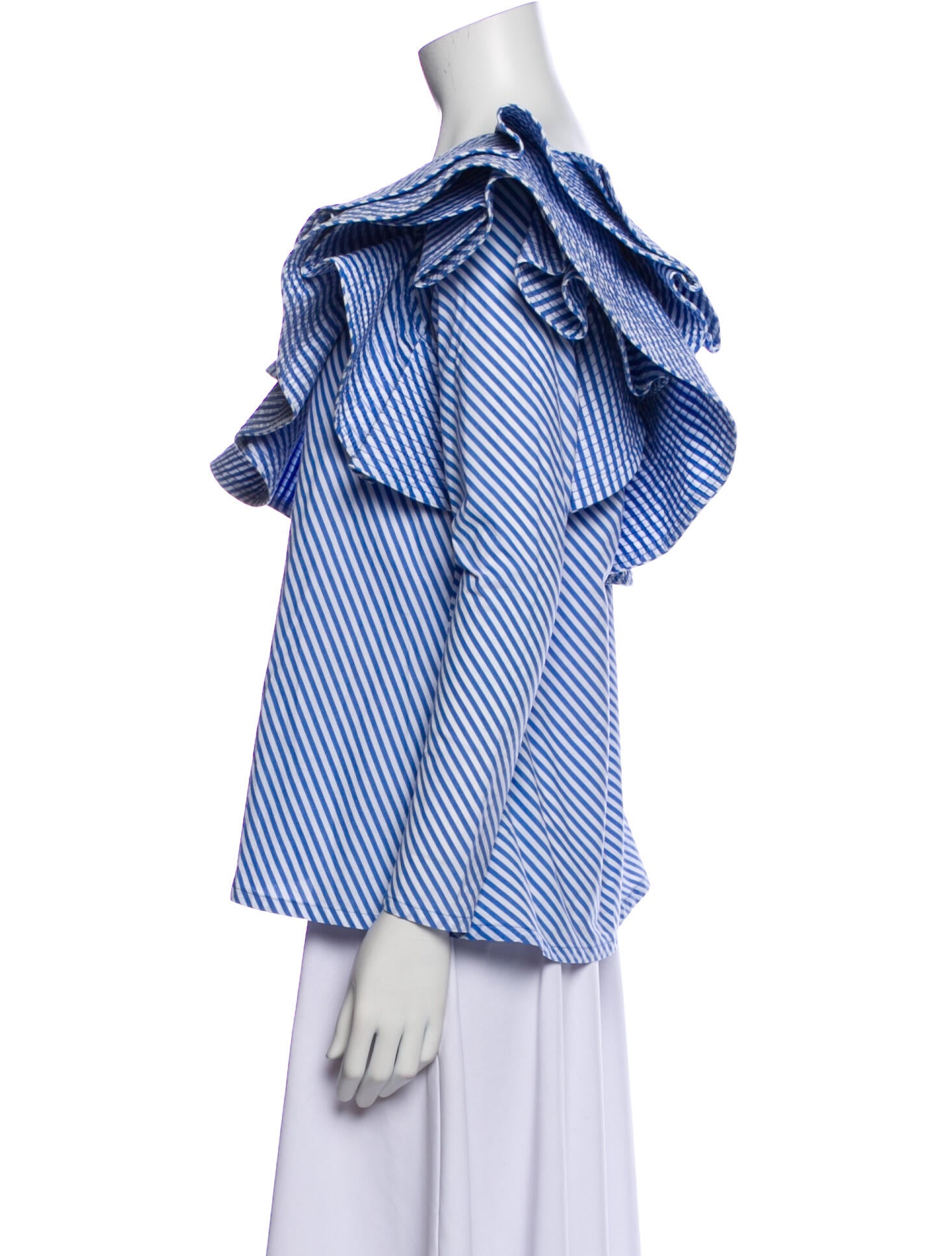 Johanna Ortiz Striped Asymmetrical Blouse