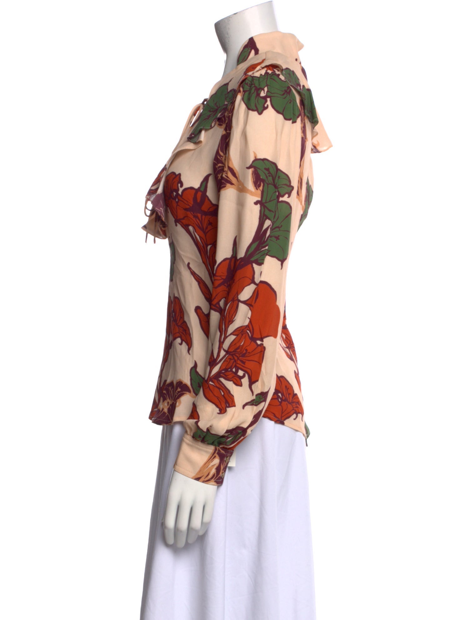 Johanna Ortiz Floral Print Tie Neck Blouse