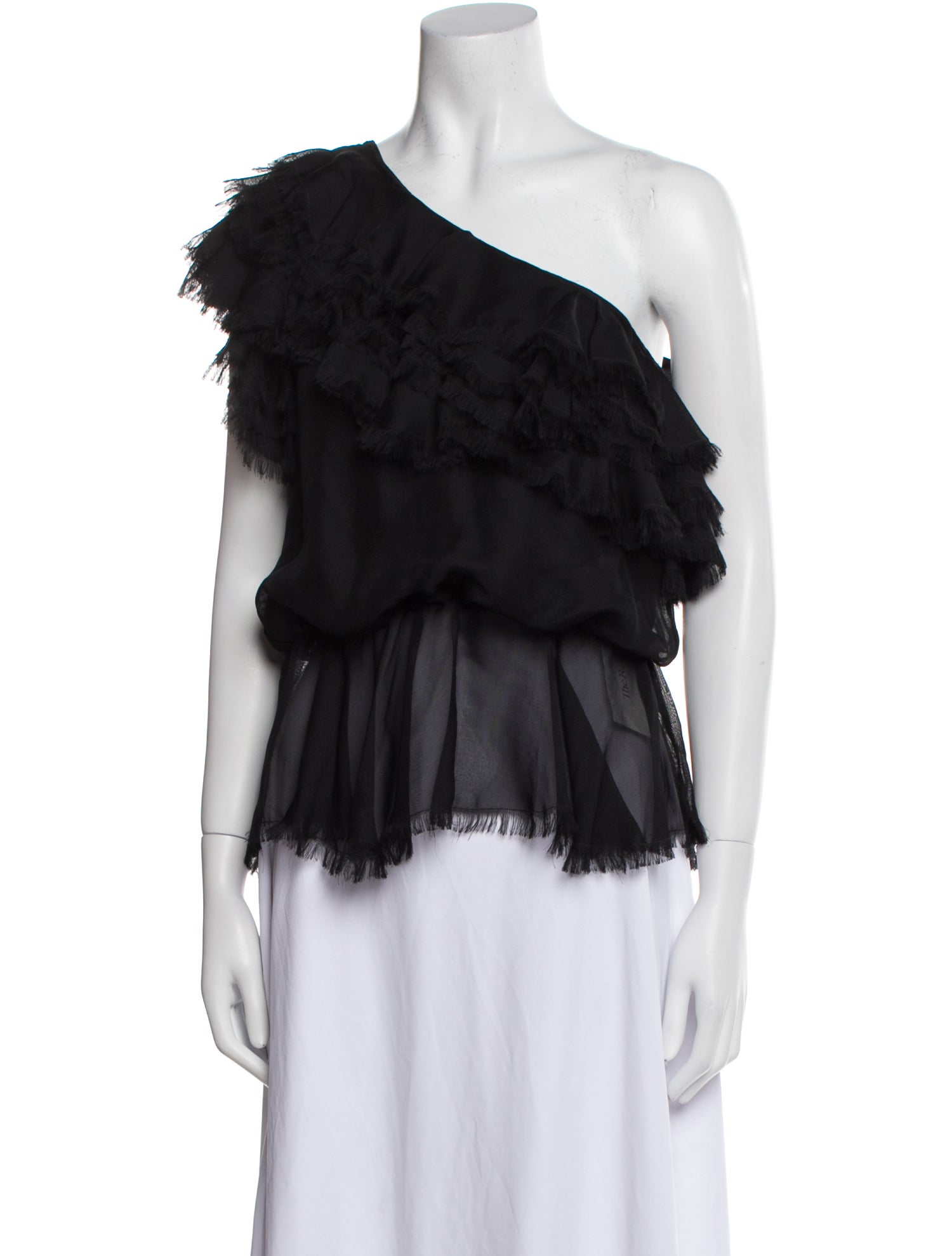 Johanna Ortiz Silk One-Shoulder Blouse