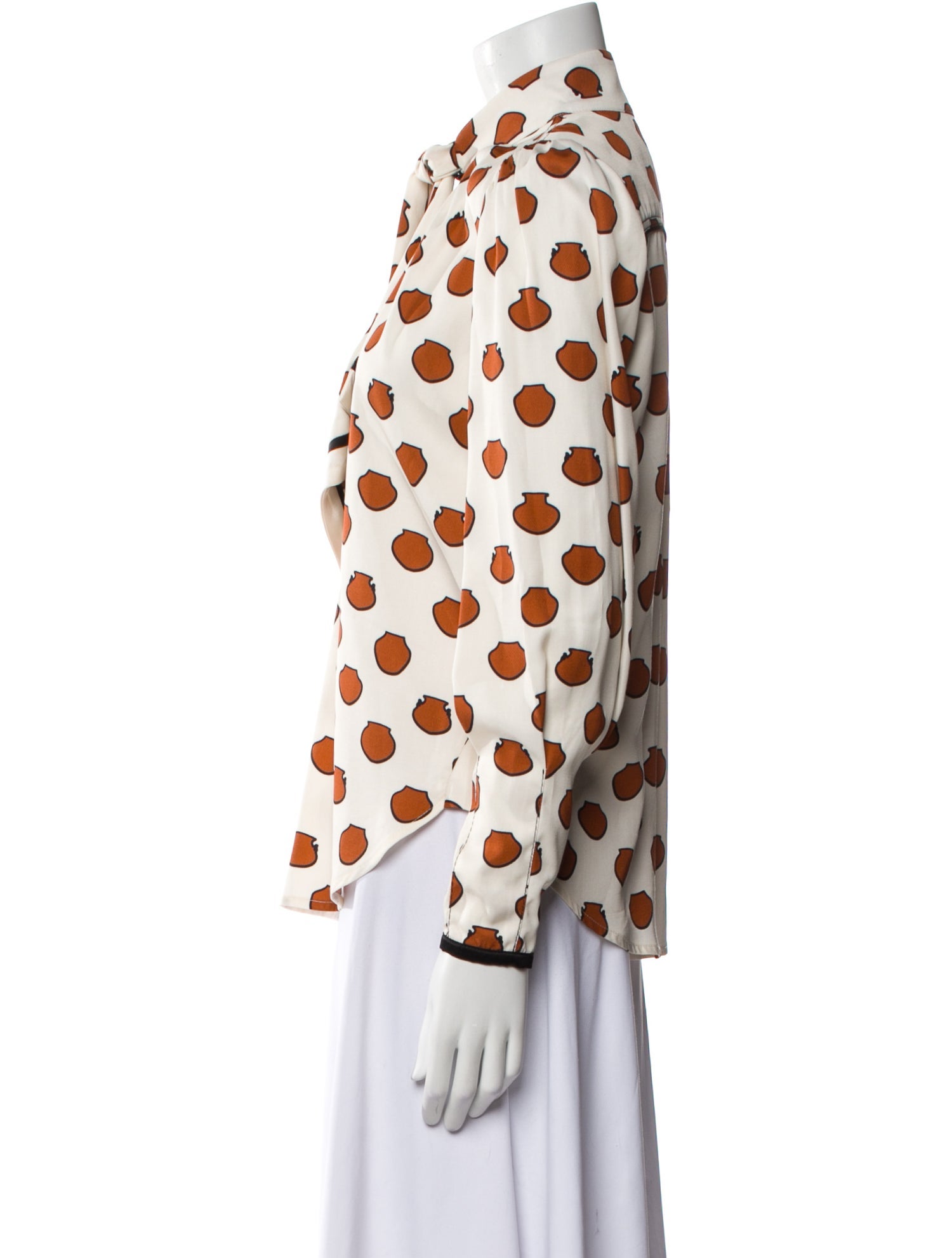 Johanna Ortiz Printed Mock Neck Button-Up Top