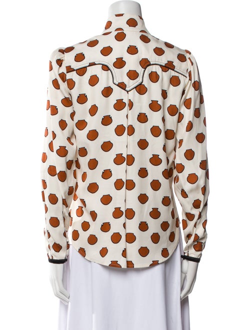 Johanna Ortiz Printed Mock Neck Button-Up Top