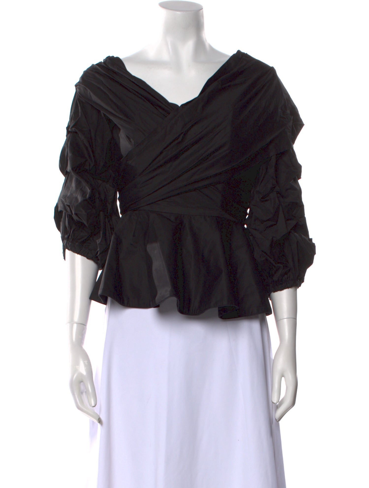 Johanna Ortiz V-Neck Three-Quarter Sleeve Crop Top