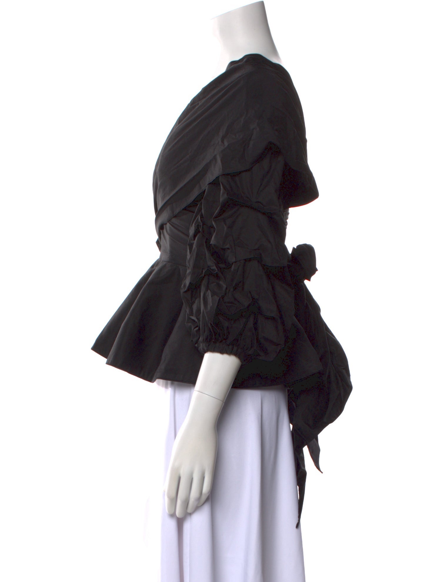 Johanna Ortiz V-Neck Three-Quarter Sleeve Crop Top