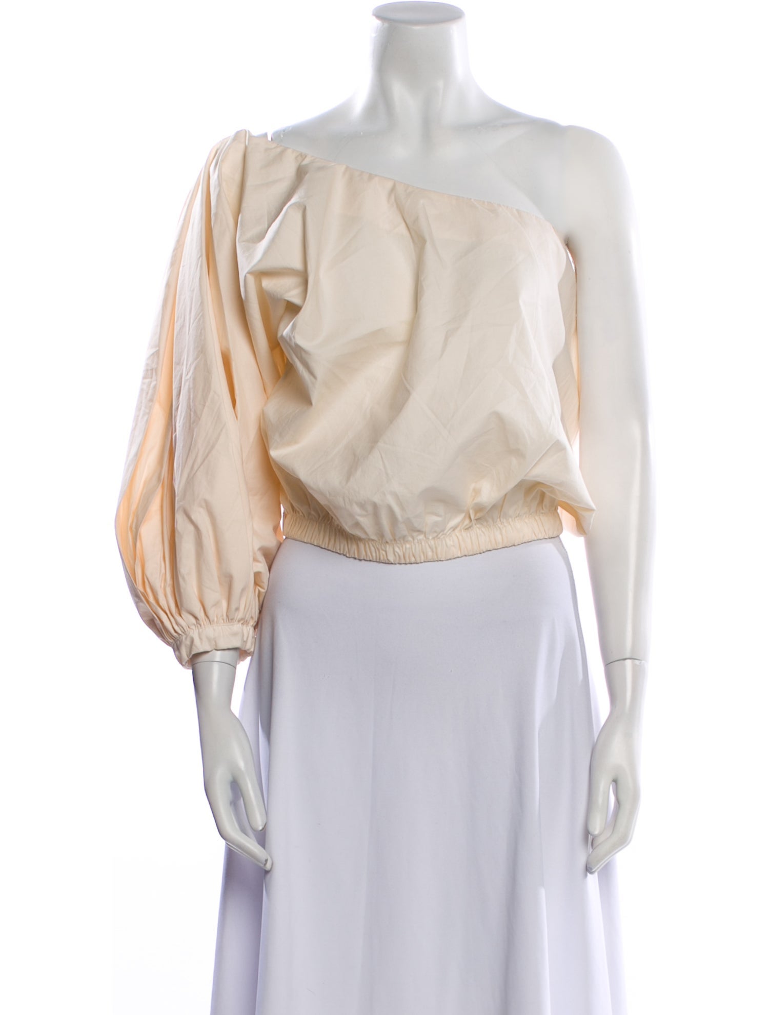 Johanna Ortiz One-Shoulder Three-Quarter Sleeve Crop Top