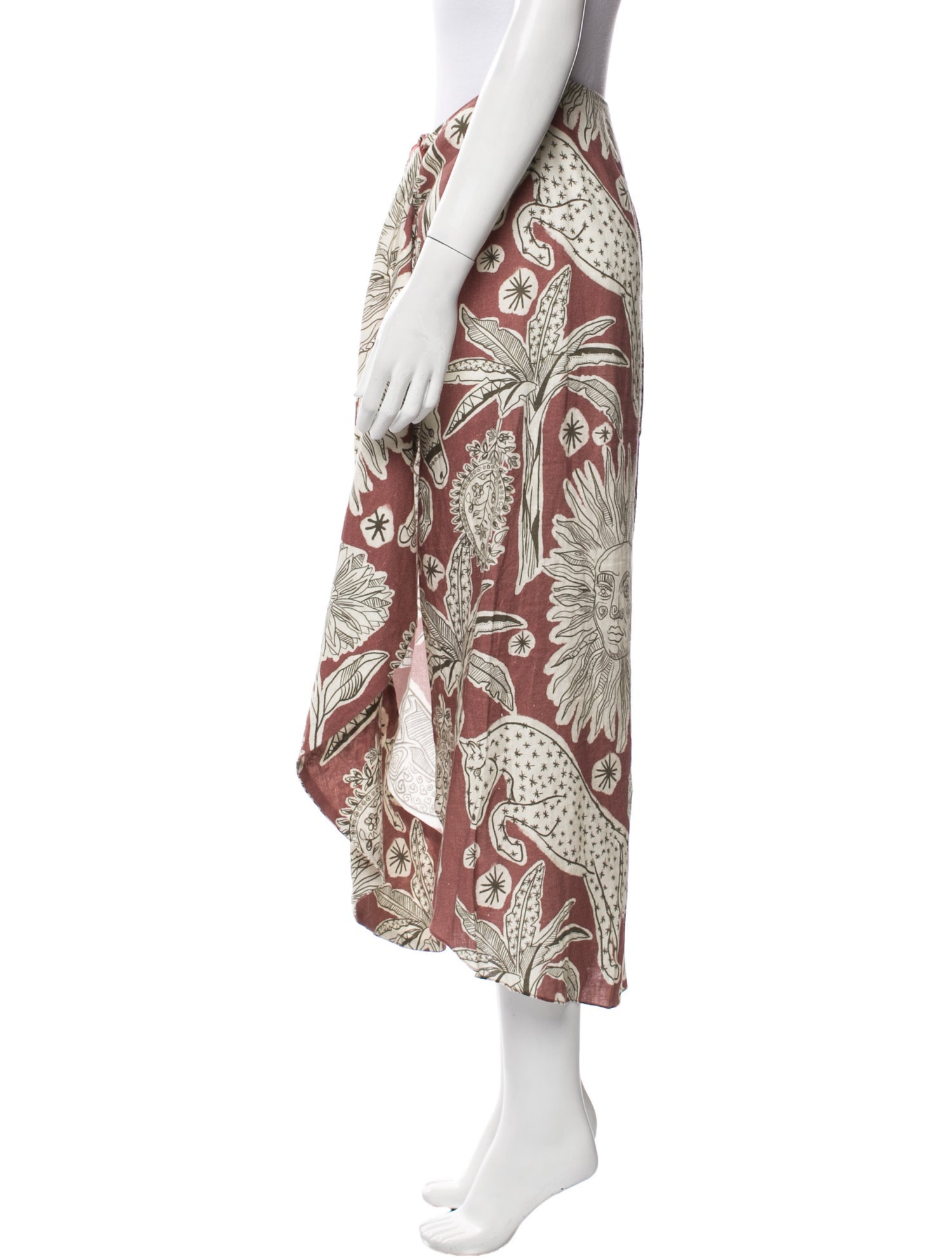 Johanna Ortiz Linen Midi Length Skirt