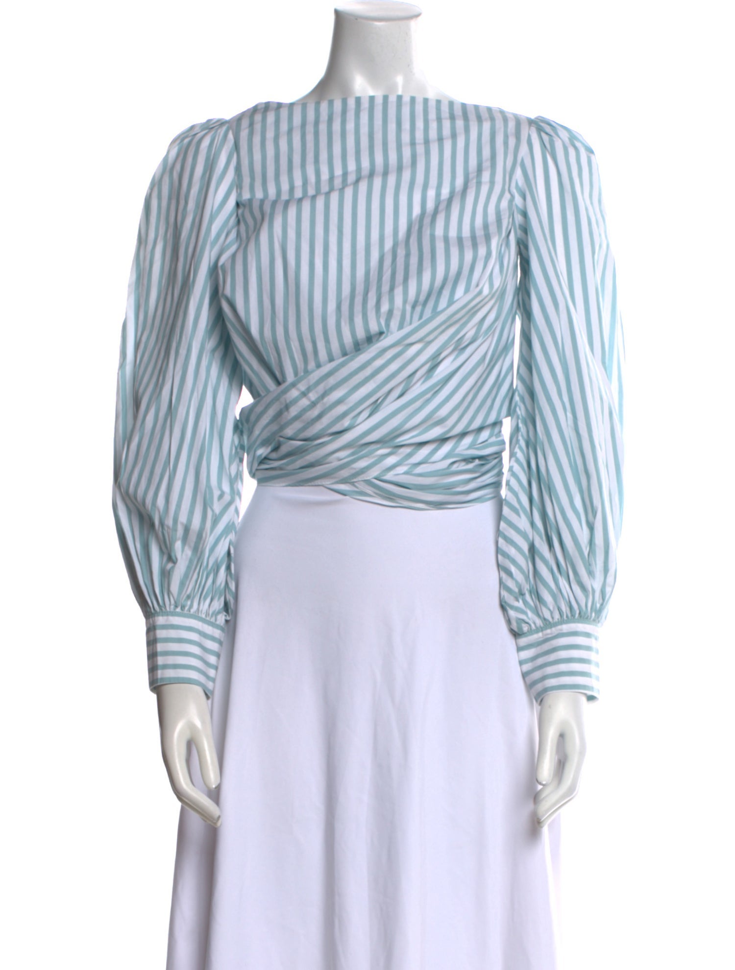 Johanna Ortiz Striped Bateau Neckline Crop Top