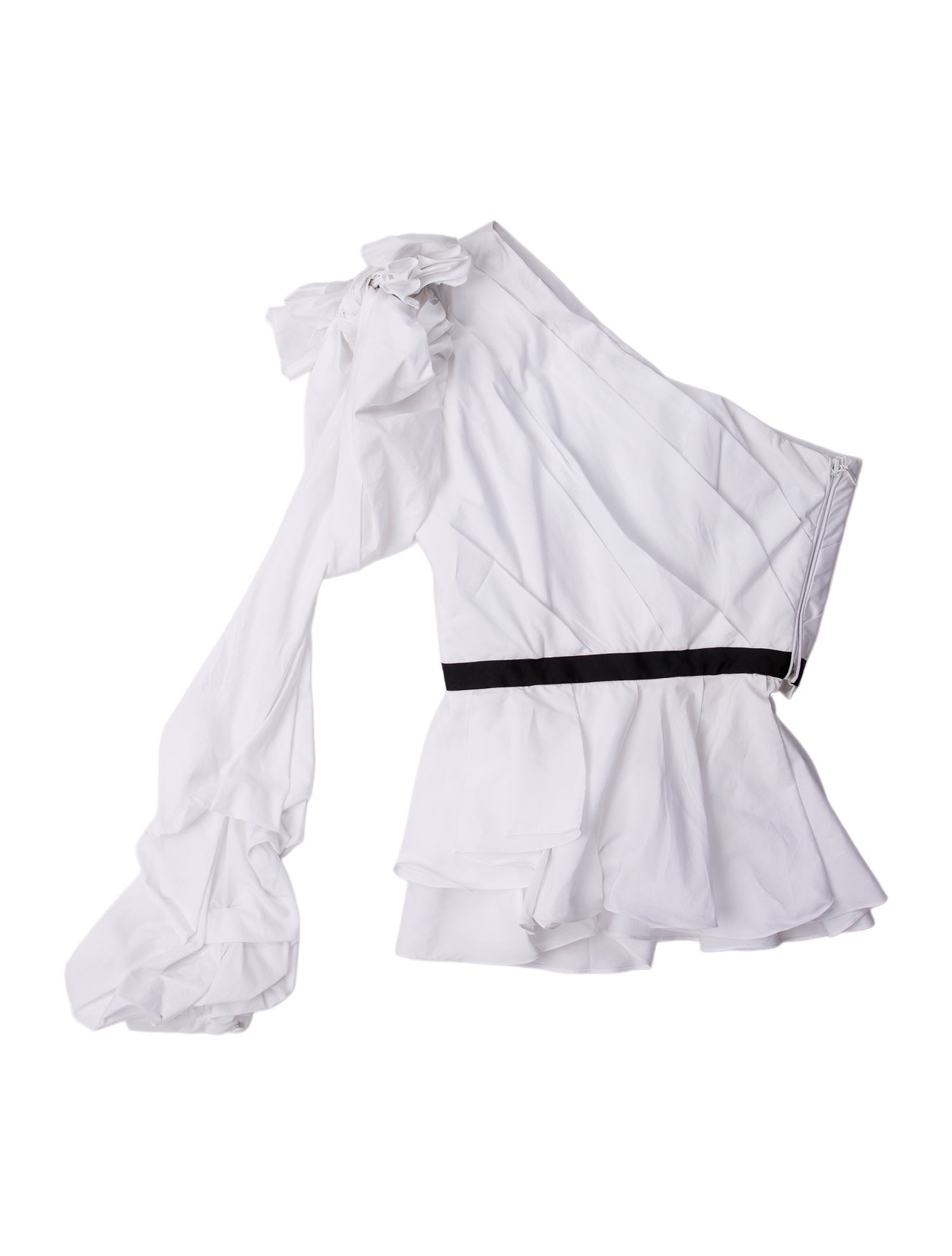 Johanna Ortiz One-Shoulder Three-Quarter Sleeve Crop Top