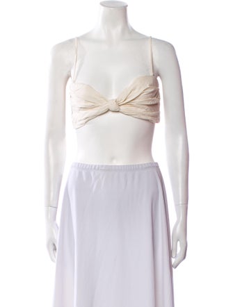 Johanna Ortiz Square Neckline Sleeveless Crop Top